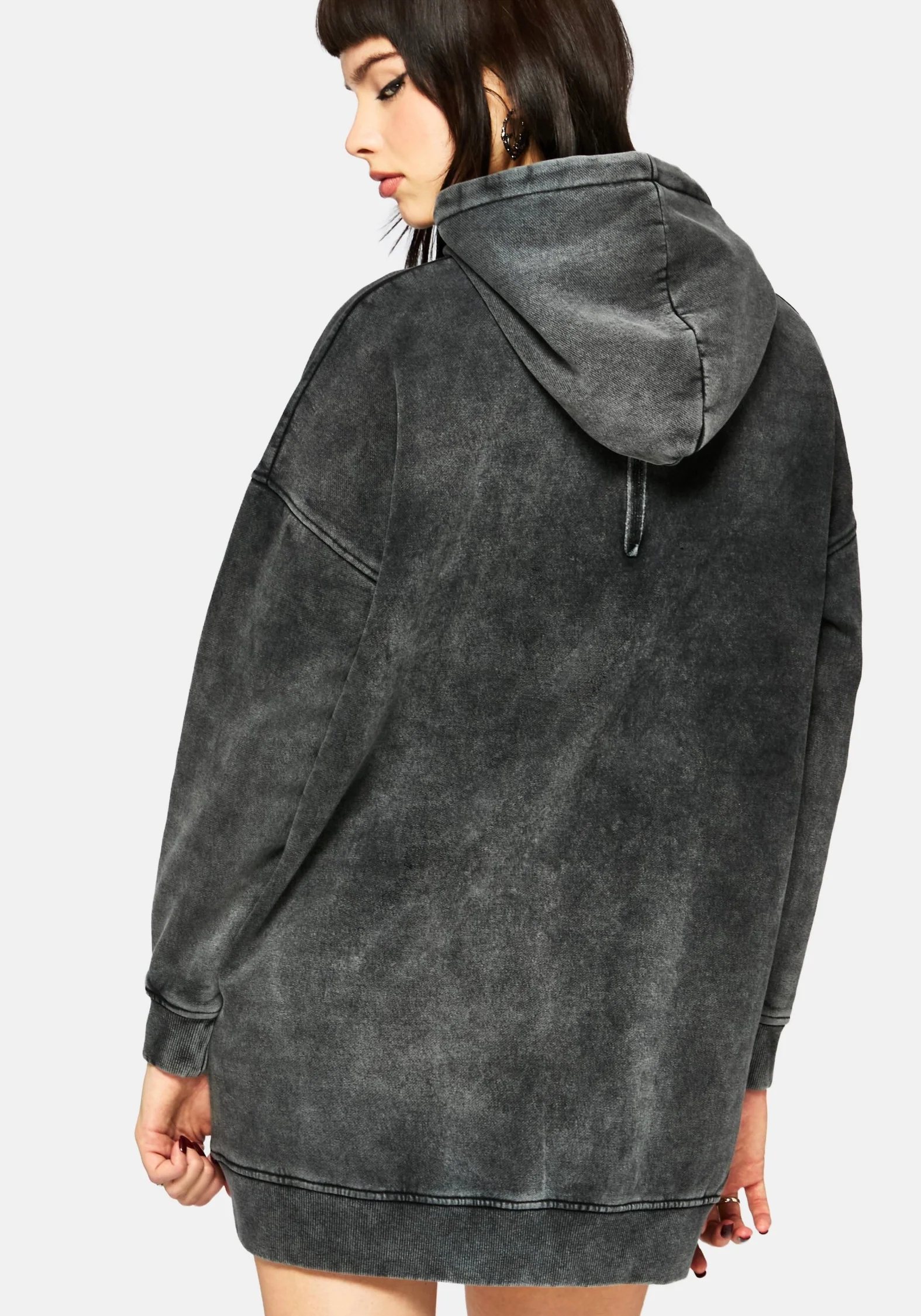 Aelin Sword Applique Hooded Sweater Dress - Black - Image 3