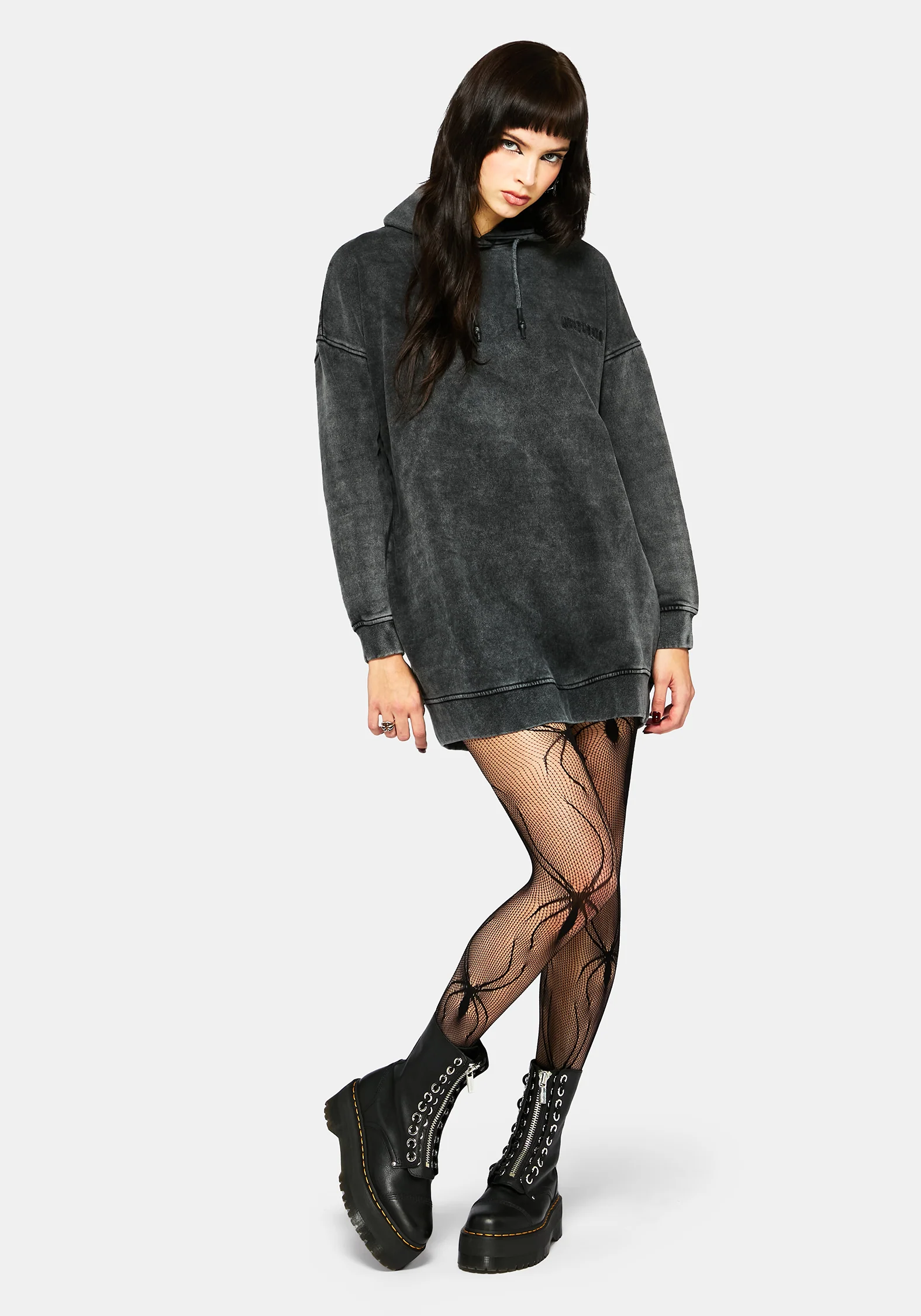 Aelin Sword Applique Hooded Sweater Dress - Black - Image 4