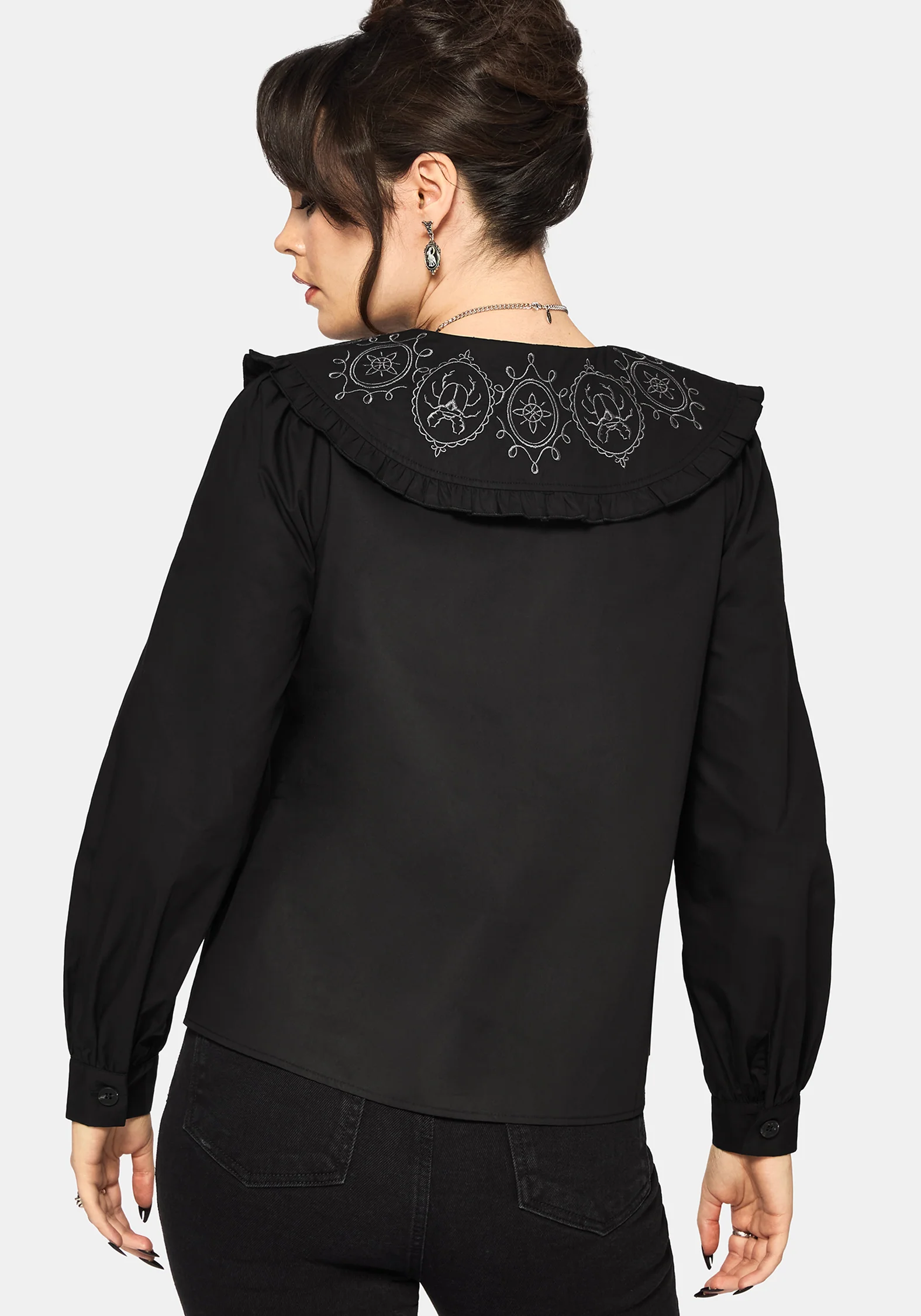 Alira Bug Embroidered Collar Long Sleeved Blouse - Image 3