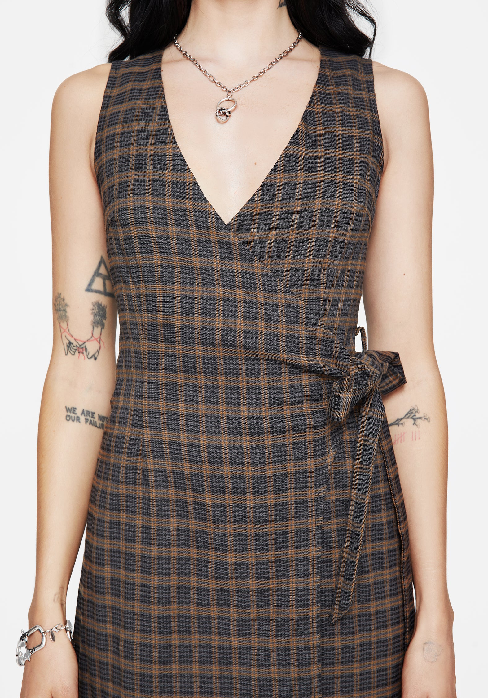 Allure Check Sleeveless Midaxi Wrap Dress - Image 2