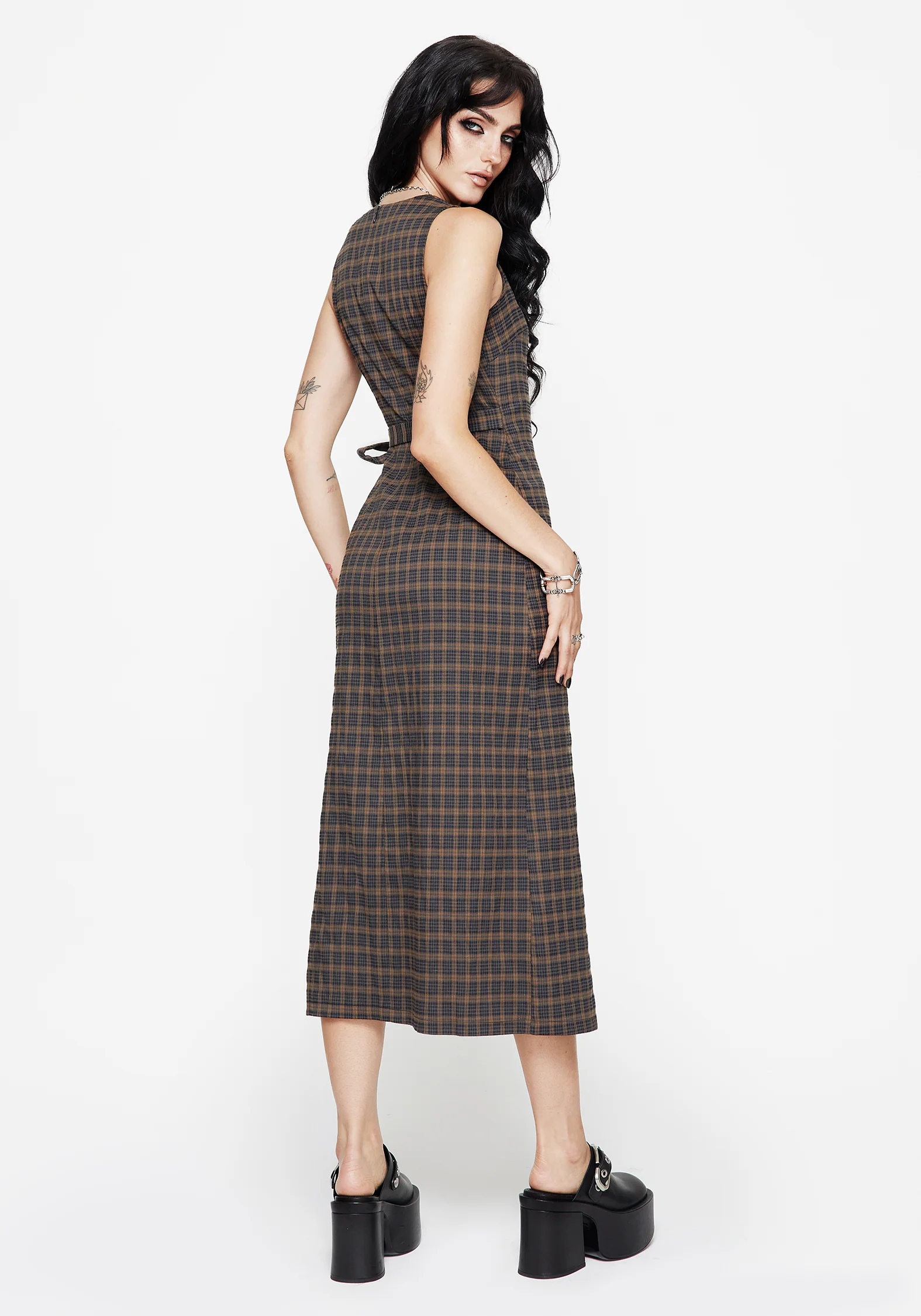 Allure Check Sleeveless Midaxi Wrap Dress - Image 3