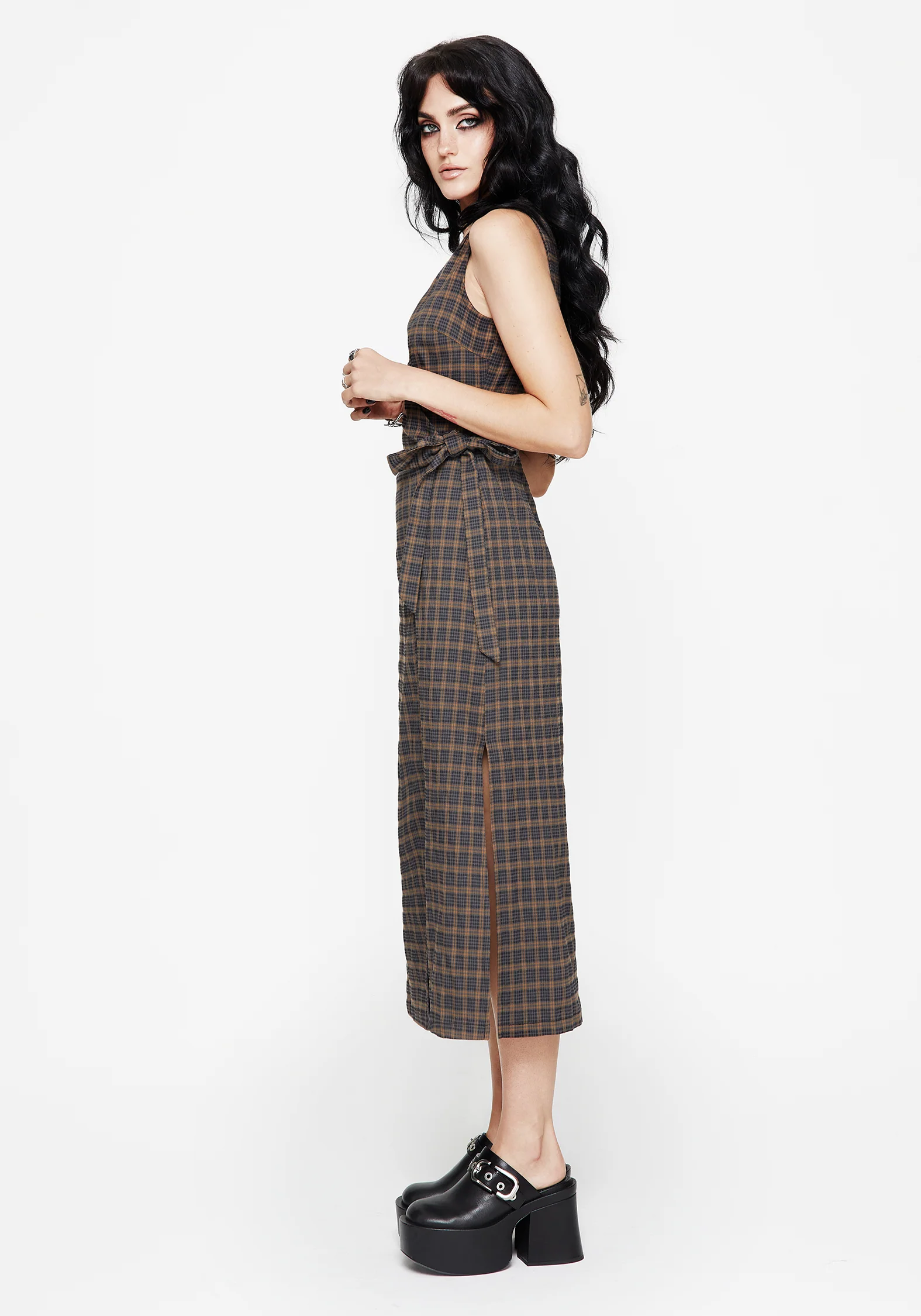 Allure Check Sleeveless Midaxi Wrap Dress - Image 6