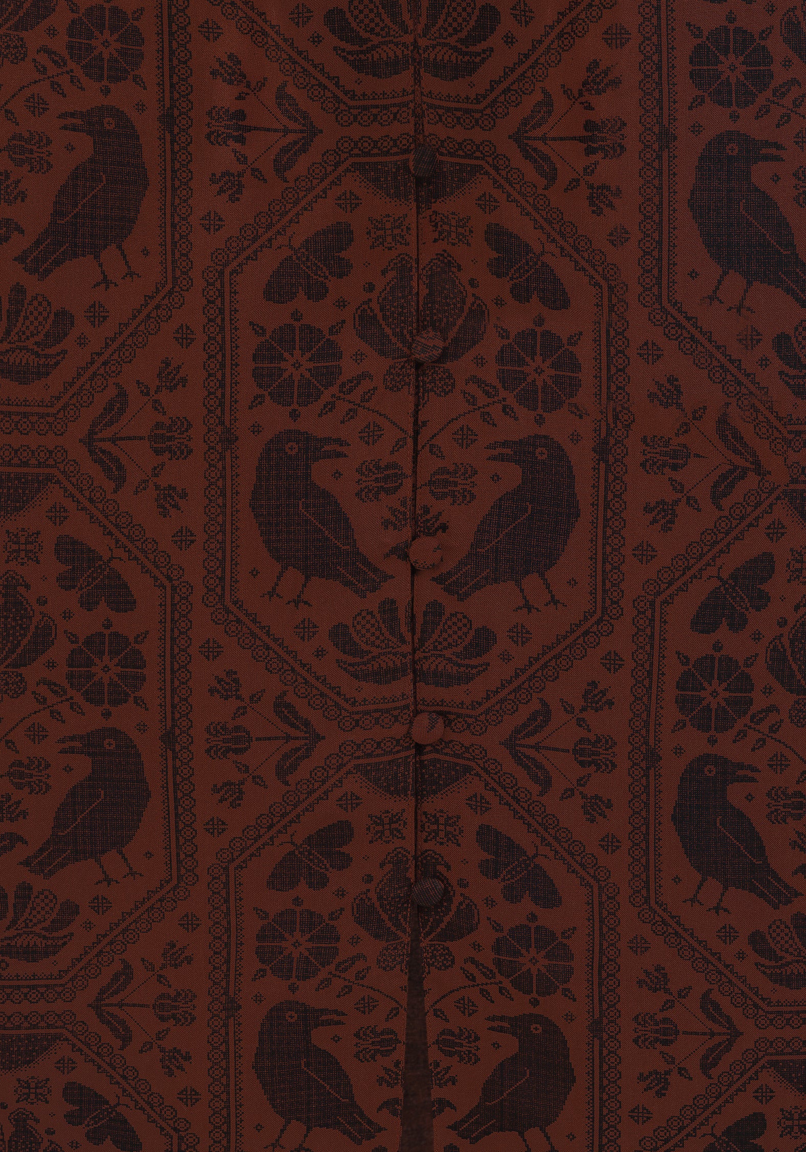 Annabel Raven Print Button Up Midi Dress - Rust - Image 8