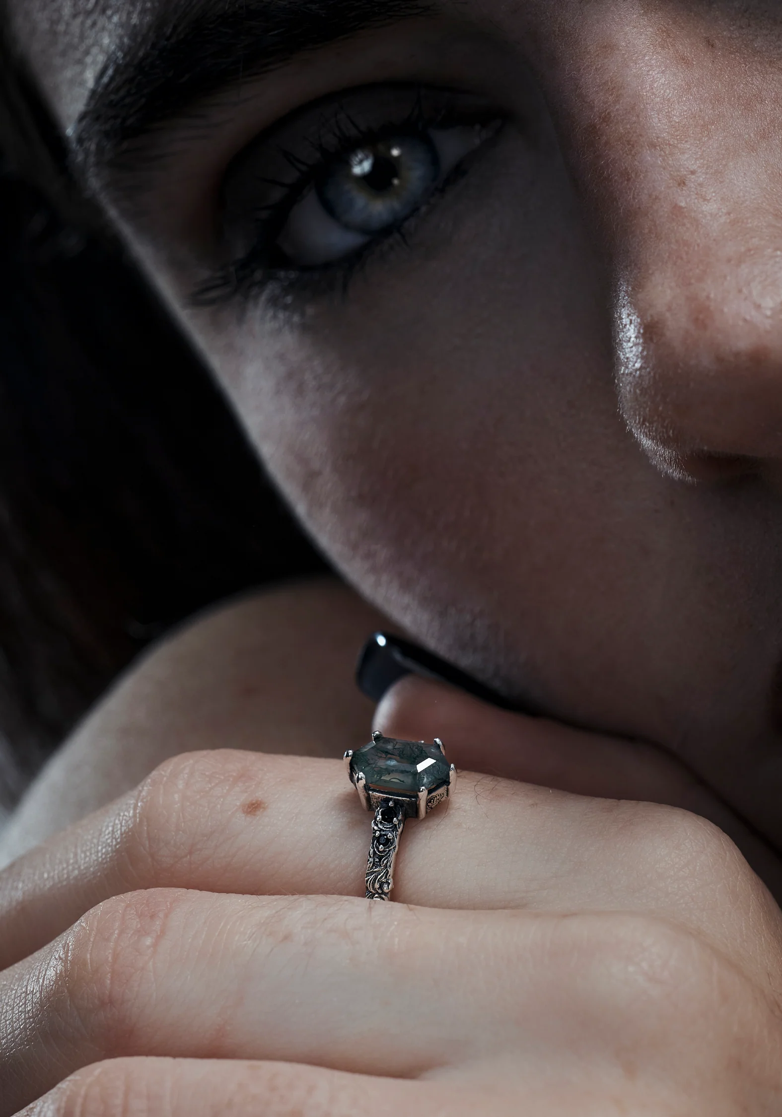 Ardour Sterling Silver Moss Agate Ring - Image 2
