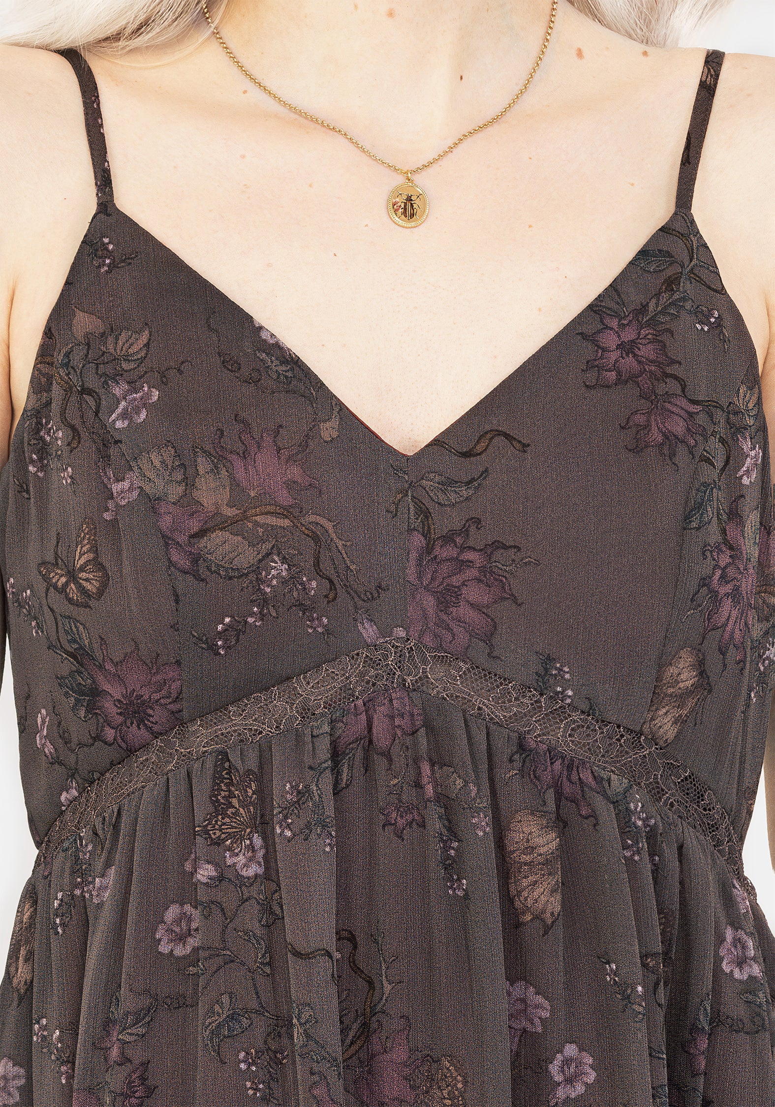Arnora Chiffon Lace Insert Cami Midaxi Dress - Image 2