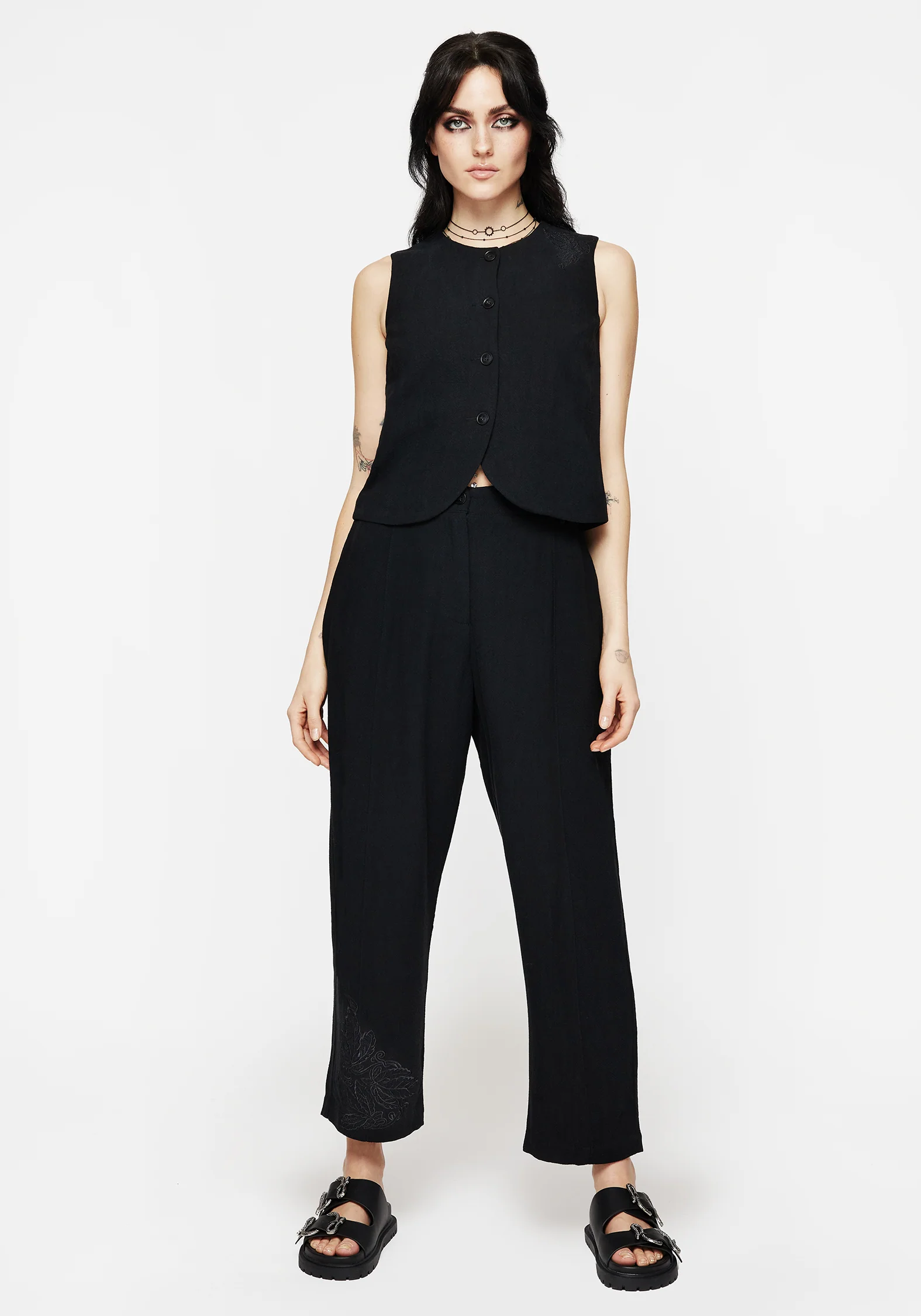 Aya Embroidered Linen Blend Balloon Pants - Image 5