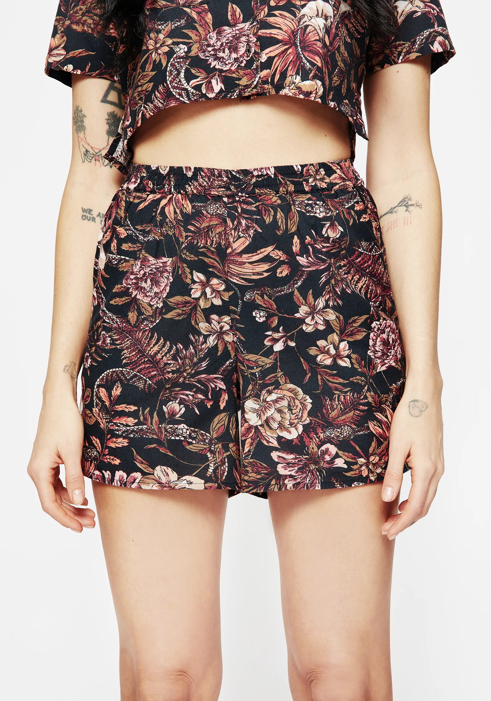 Bashe Cotton Floral Snake Print Shorts - Image 2
