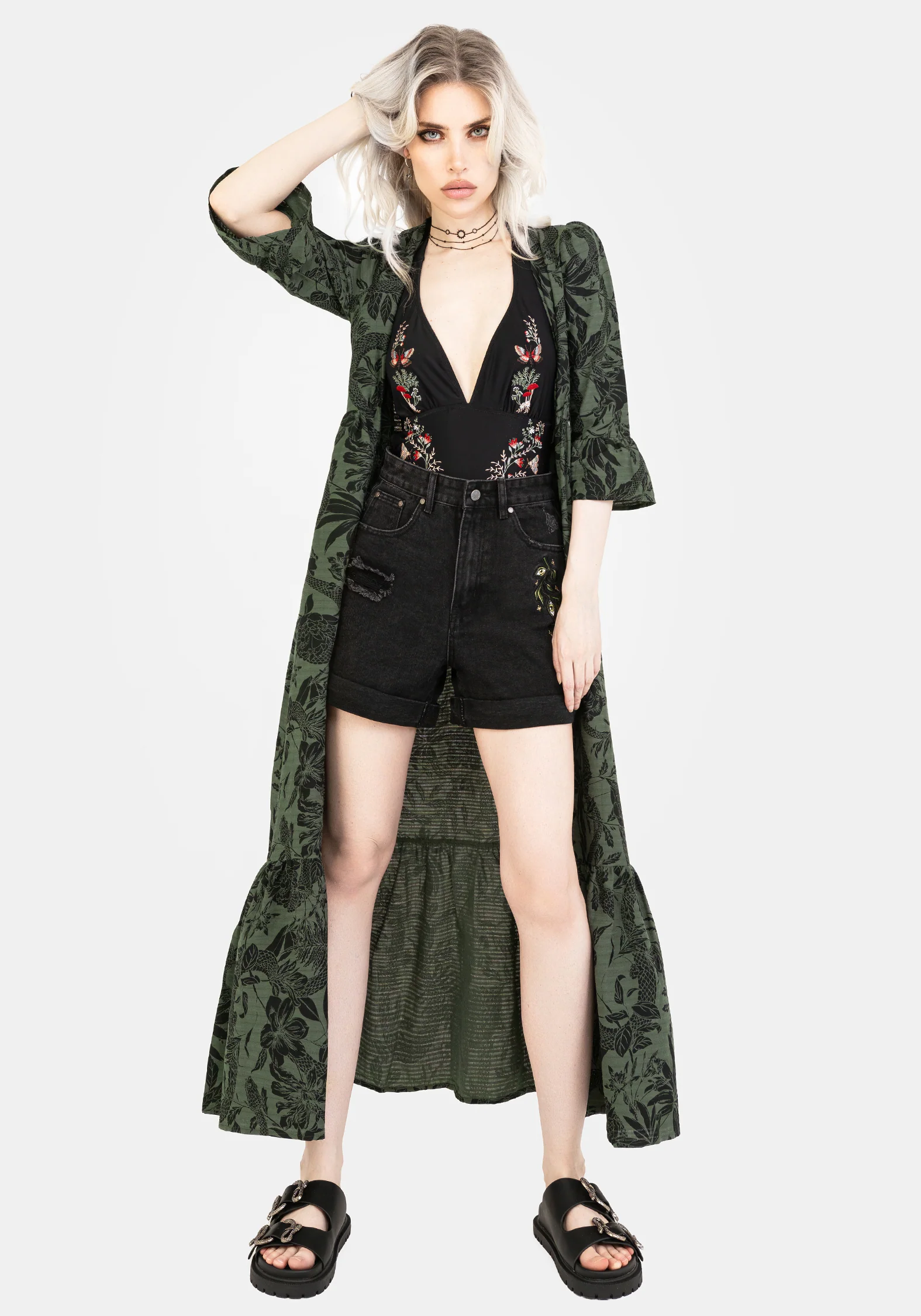 Bashe Cotton Maxi Over Dress - Green - Image 5