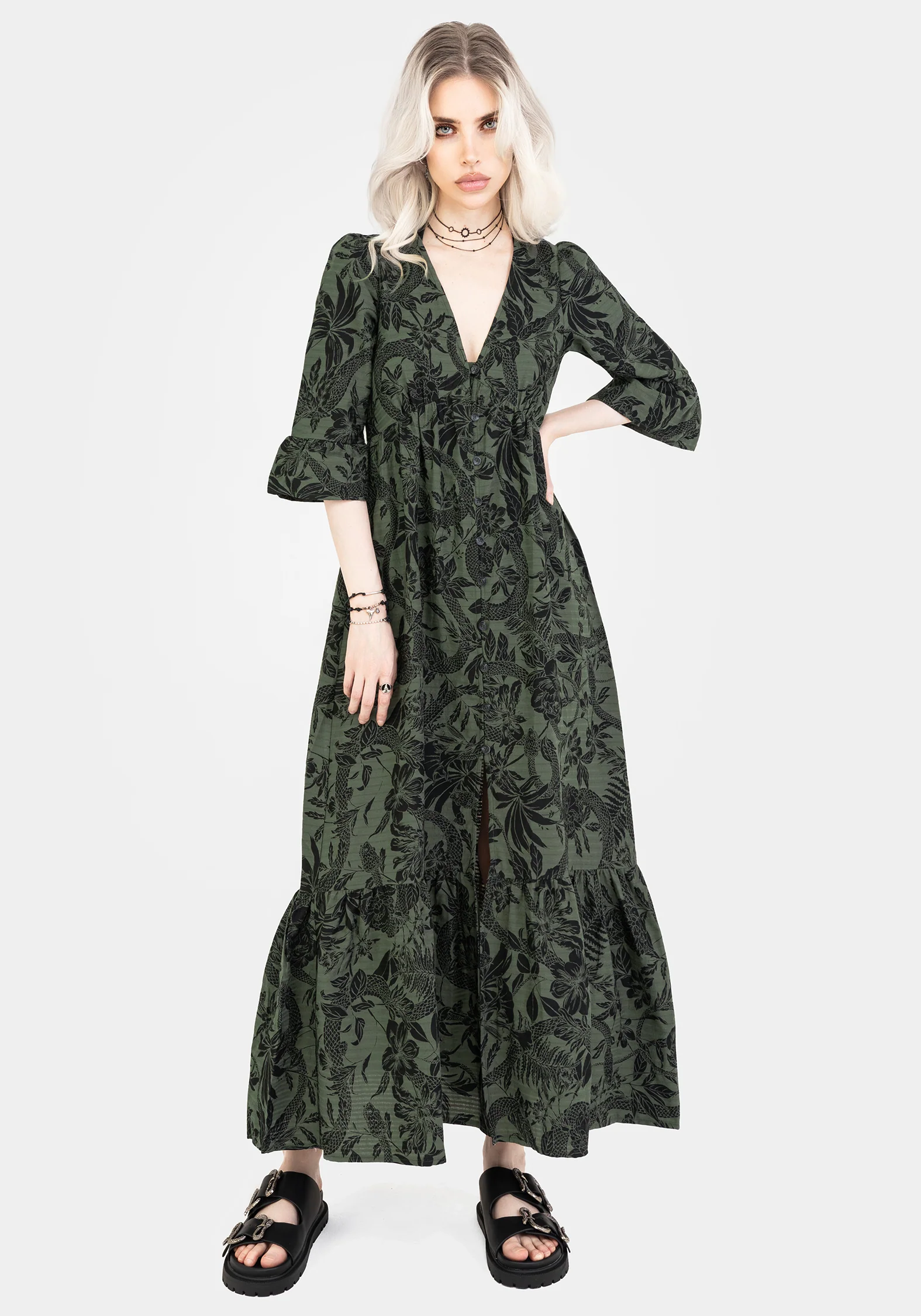 Bashe Cotton Maxi Over Dress - Green - Image 7