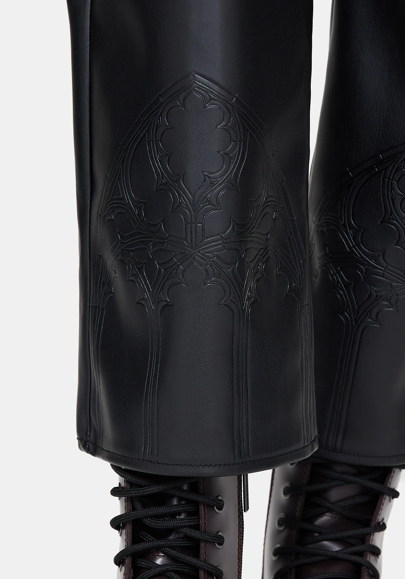 Blackwater Debossed Faux Leather Straight Leg Cropped Trousers - Image 2
