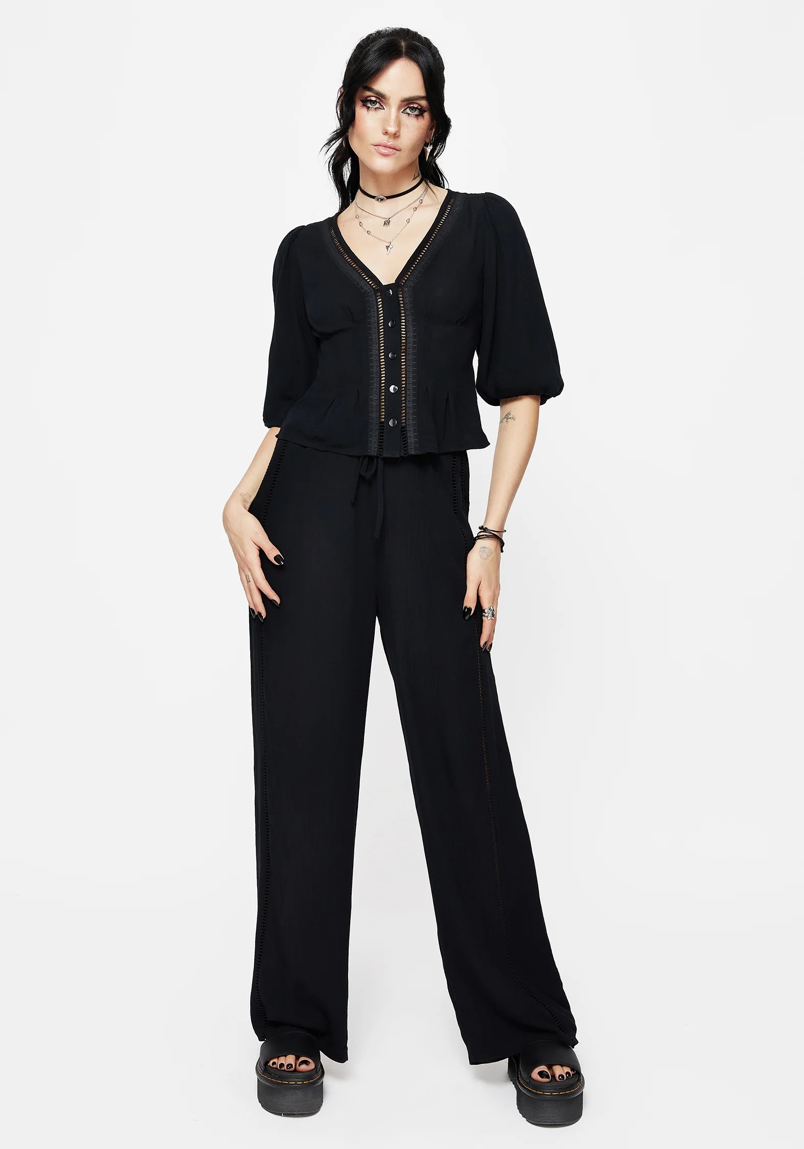 Blessing Lace Trim Wide Leg Trouser - Image 7