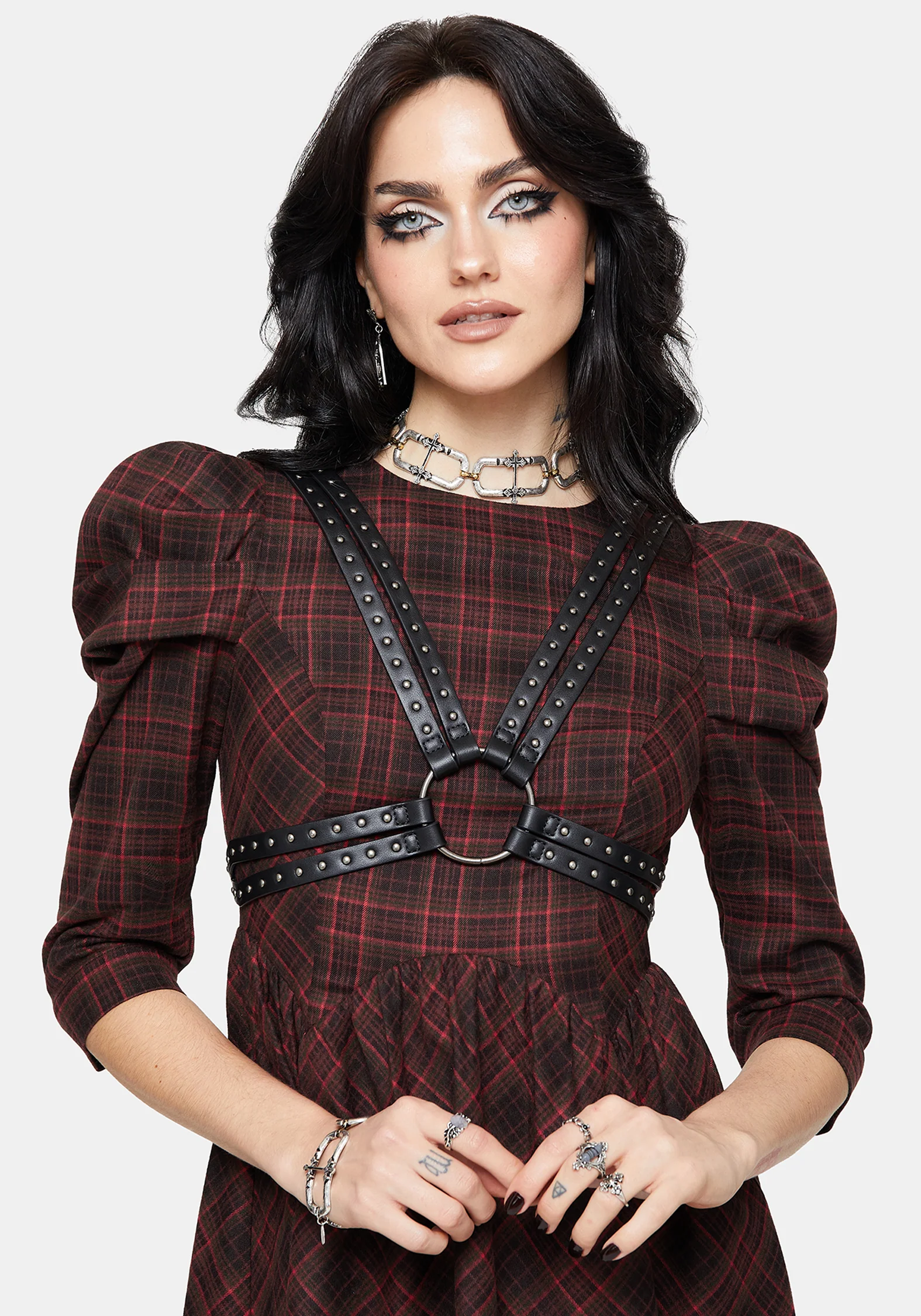 Bonnie Mutton Sleeve Check Mini Dress - Image 5