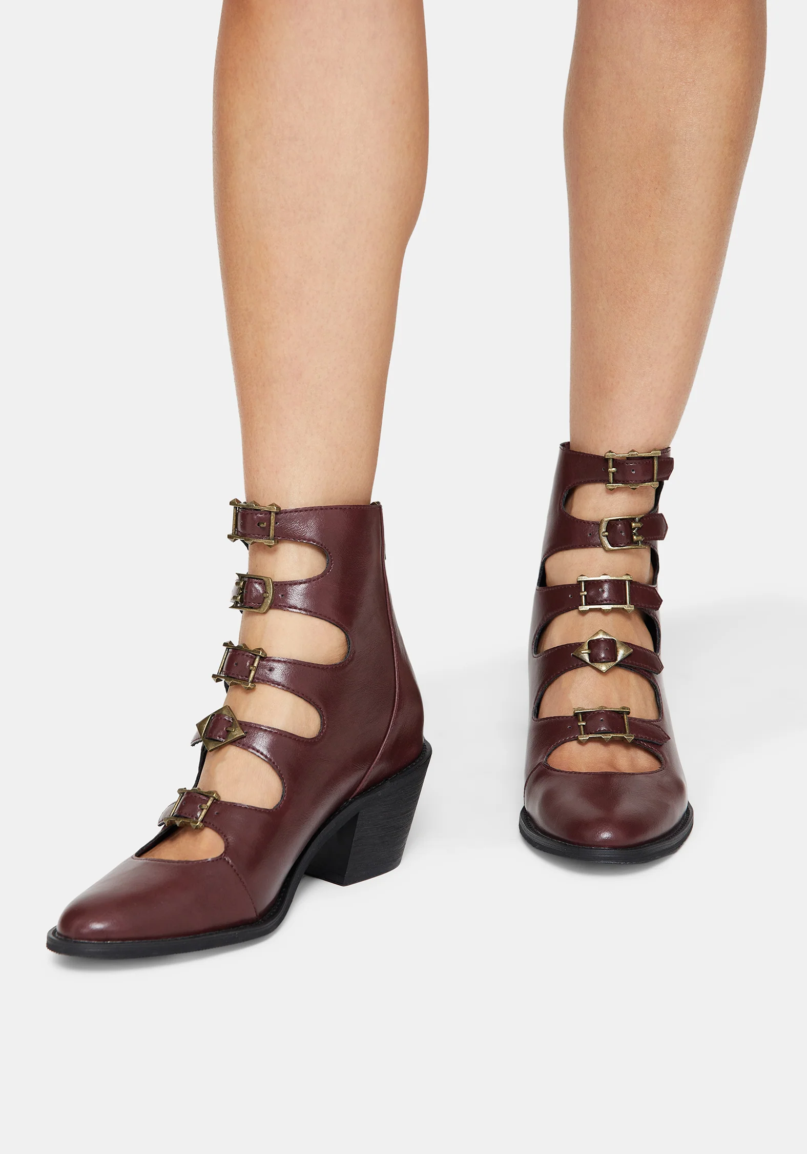 Bridget Buckled Boots - Burgundy - Image 3