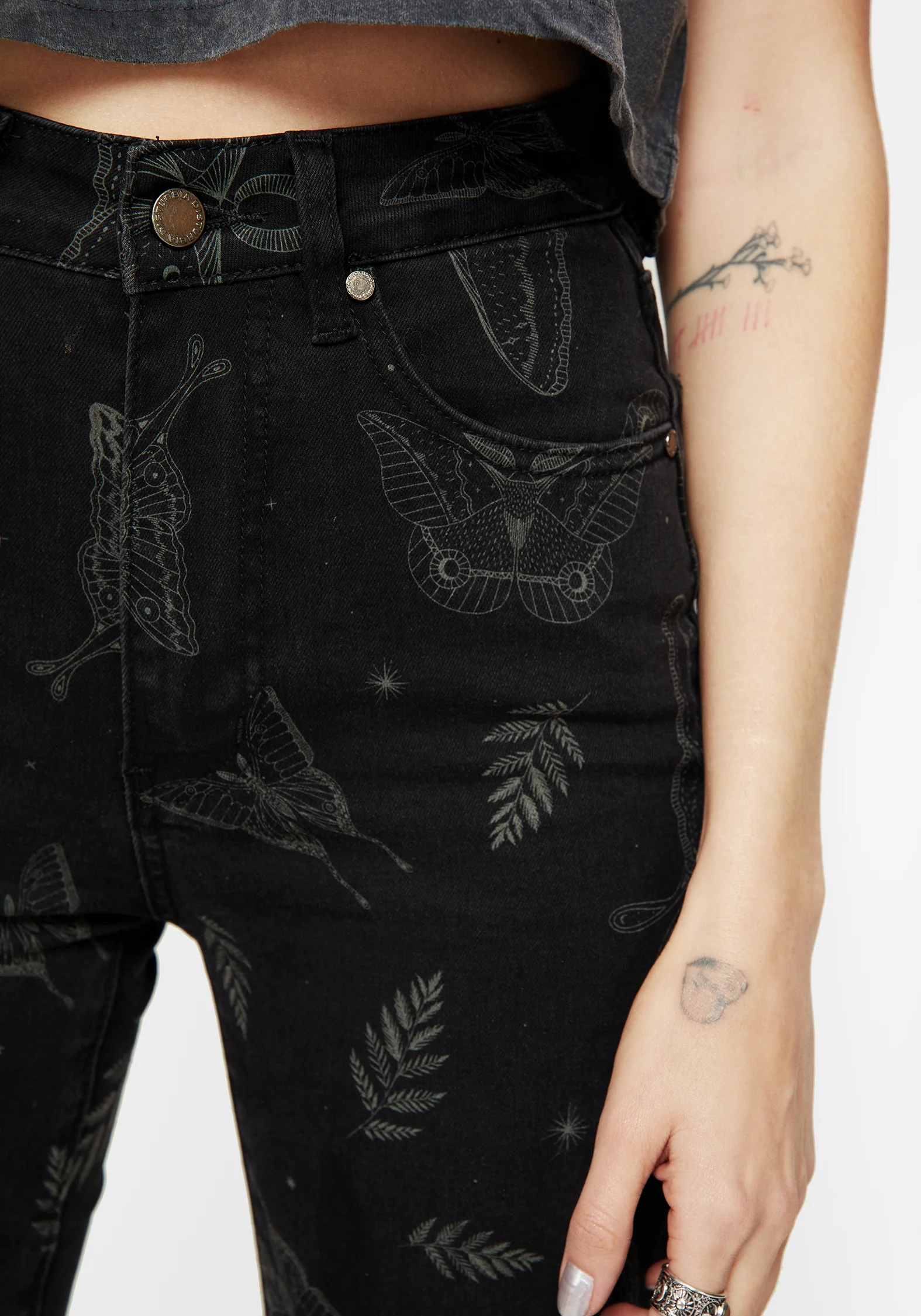 Callopistria Moth Print Denim Skinny Jeans - Image 2