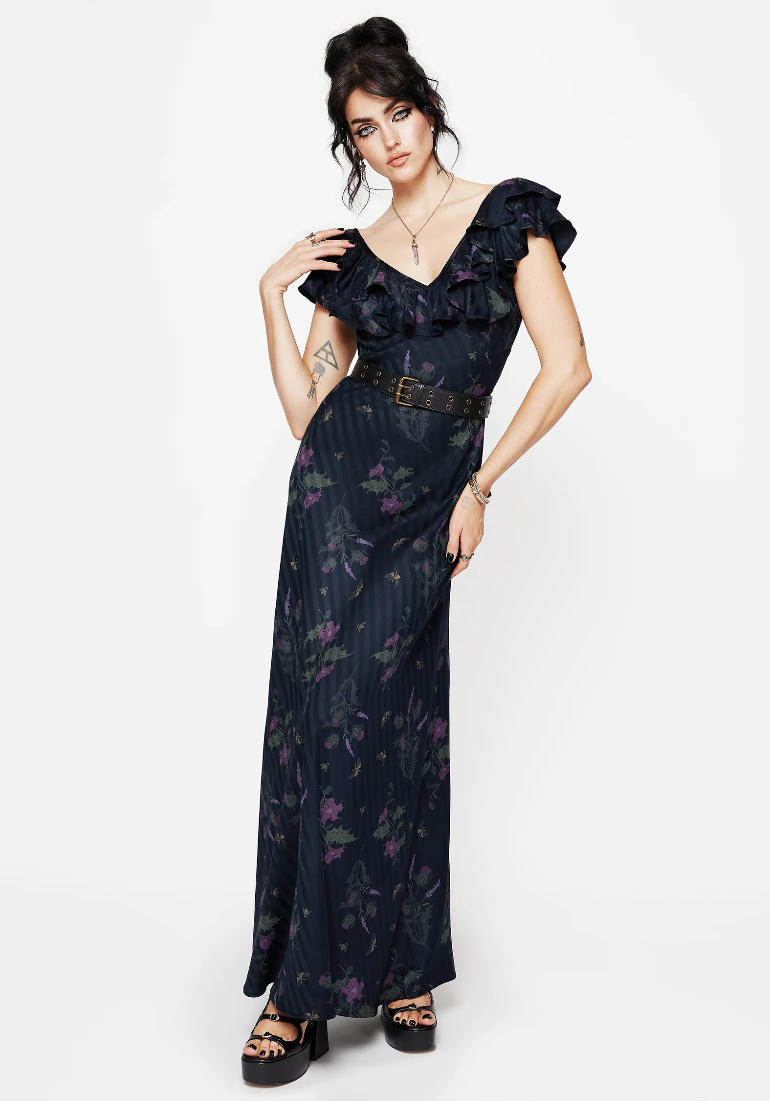 Cassandra Printed Angel Sleeve Maxi Dress - Image 5