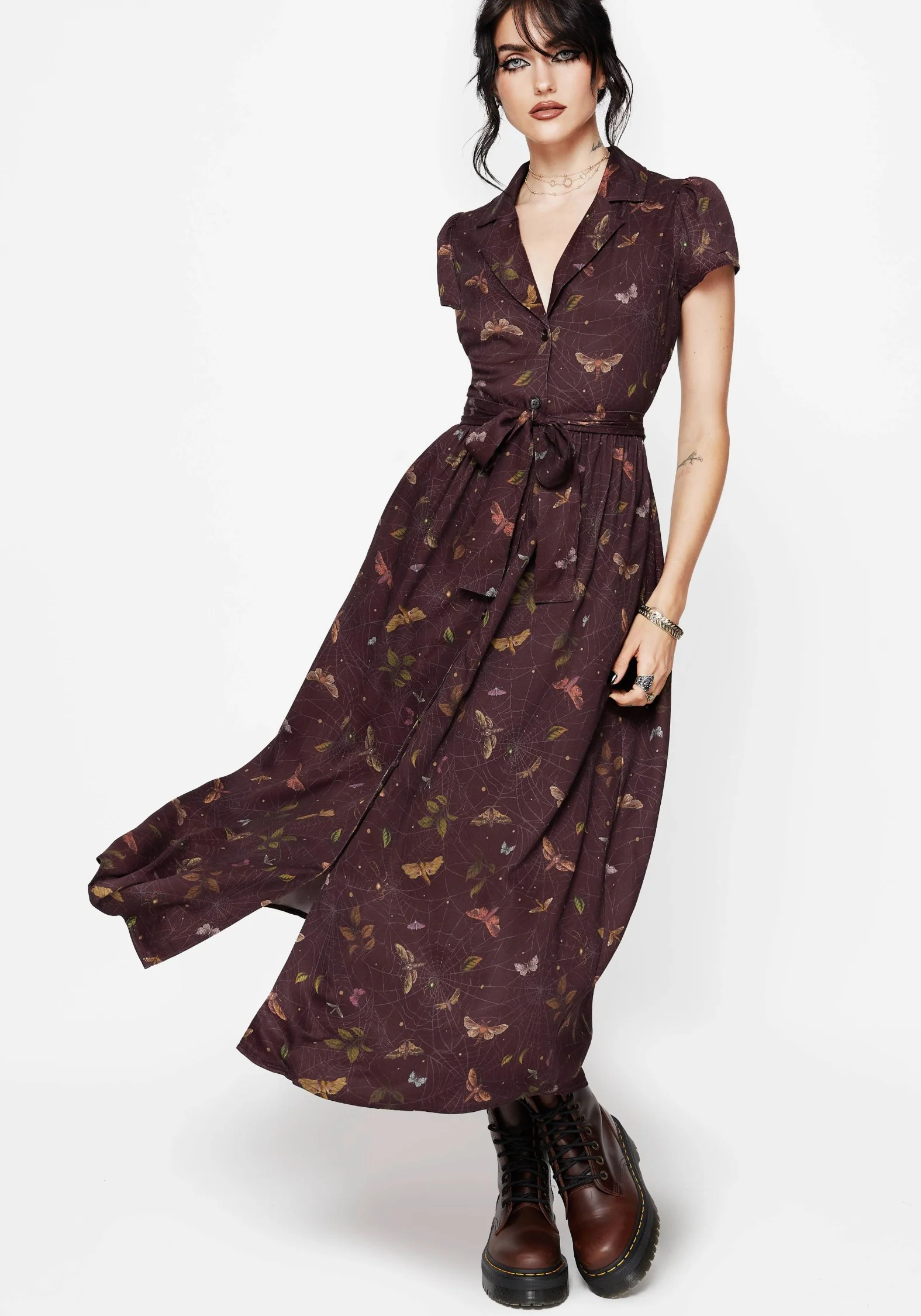 Celia Moth Printed Midaxi Shirt Dress