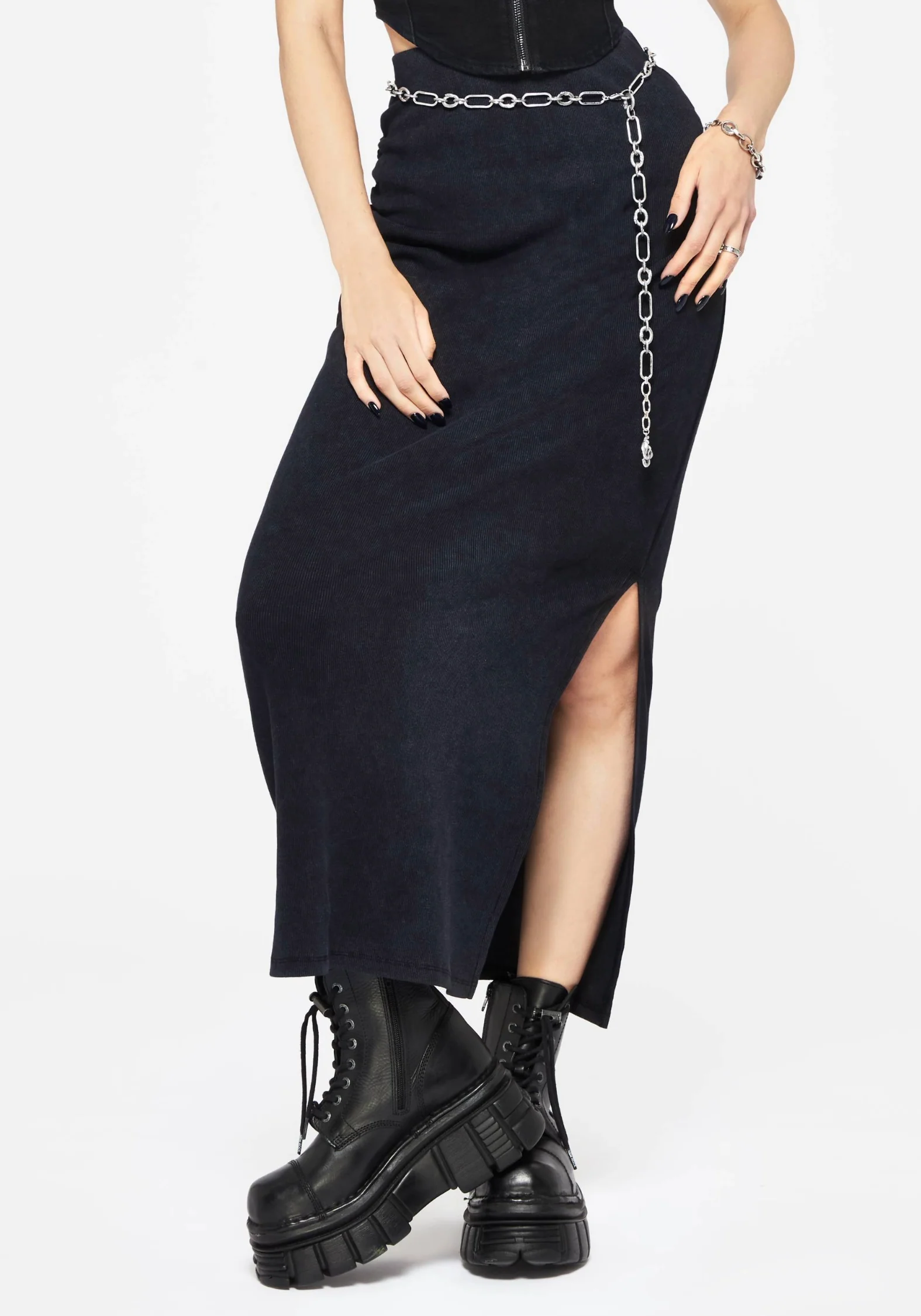 Christina Washed Rib Cotton Maxi Skirt - Image 2