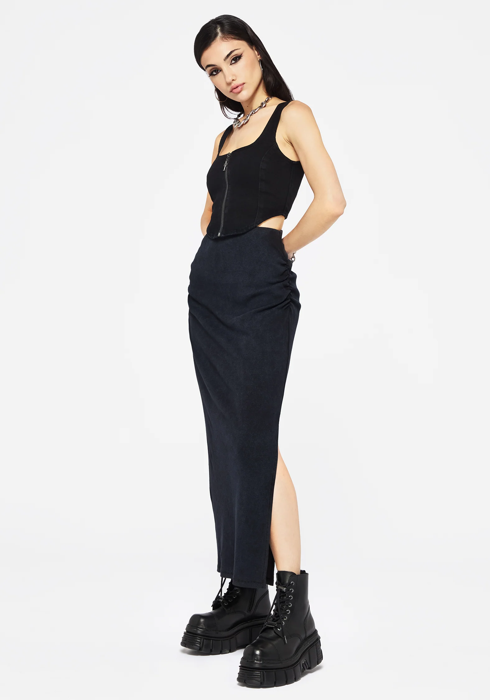 Christina Washed Rib Cotton Maxi Skirt - Image 5