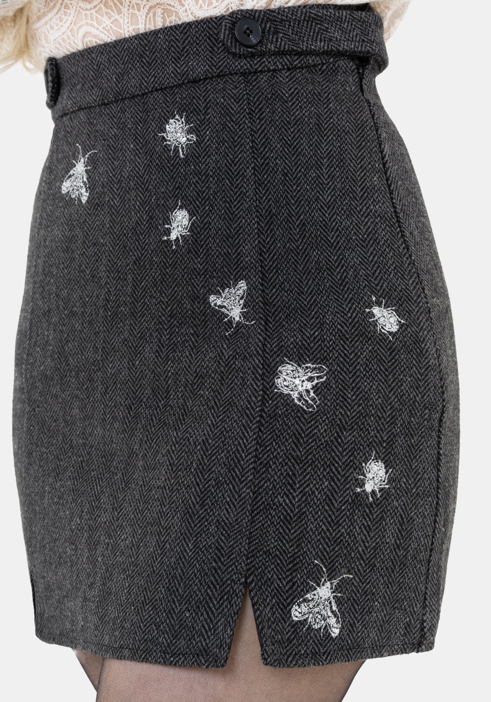 Chrysina Beetle Sequin Embellished Pleated Mini Skirt - Image 2