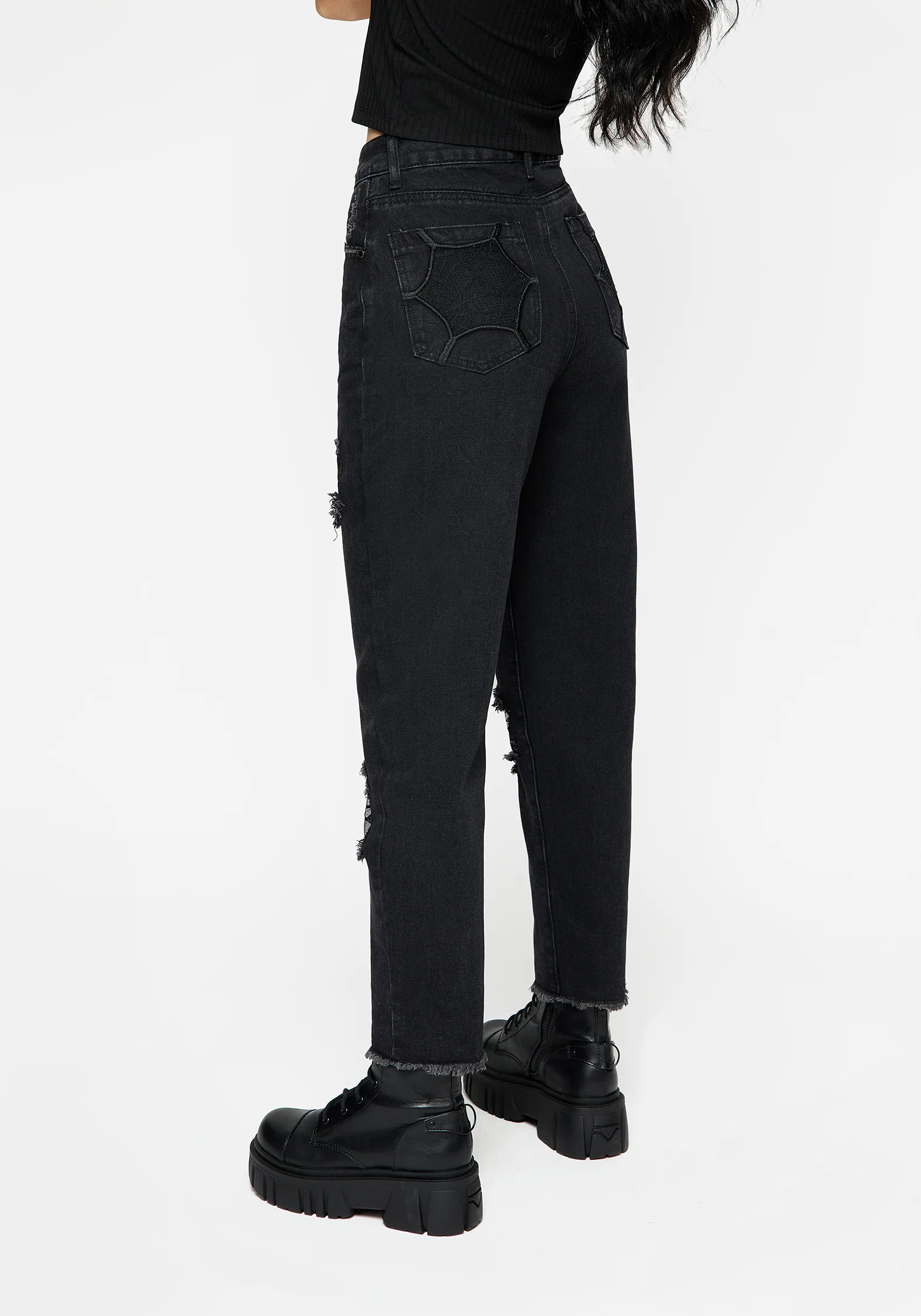 Cobweb Distressed Denim Jeans - Image 3