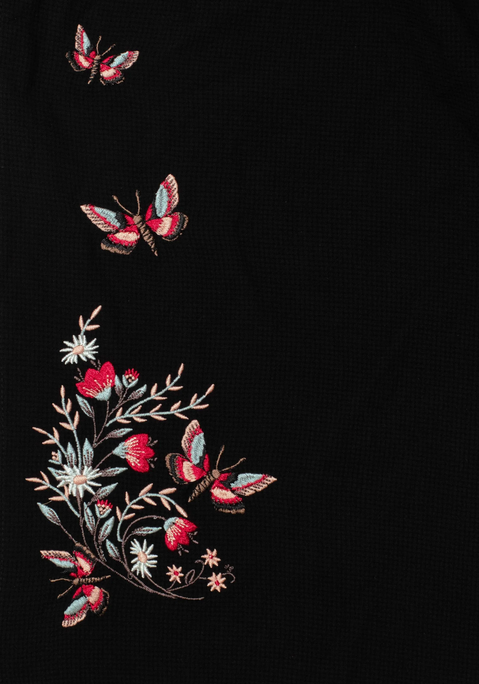 Copia Moth Embroidered Cotton Puff Sleeve Split Skirt Midi Dress - Image 2