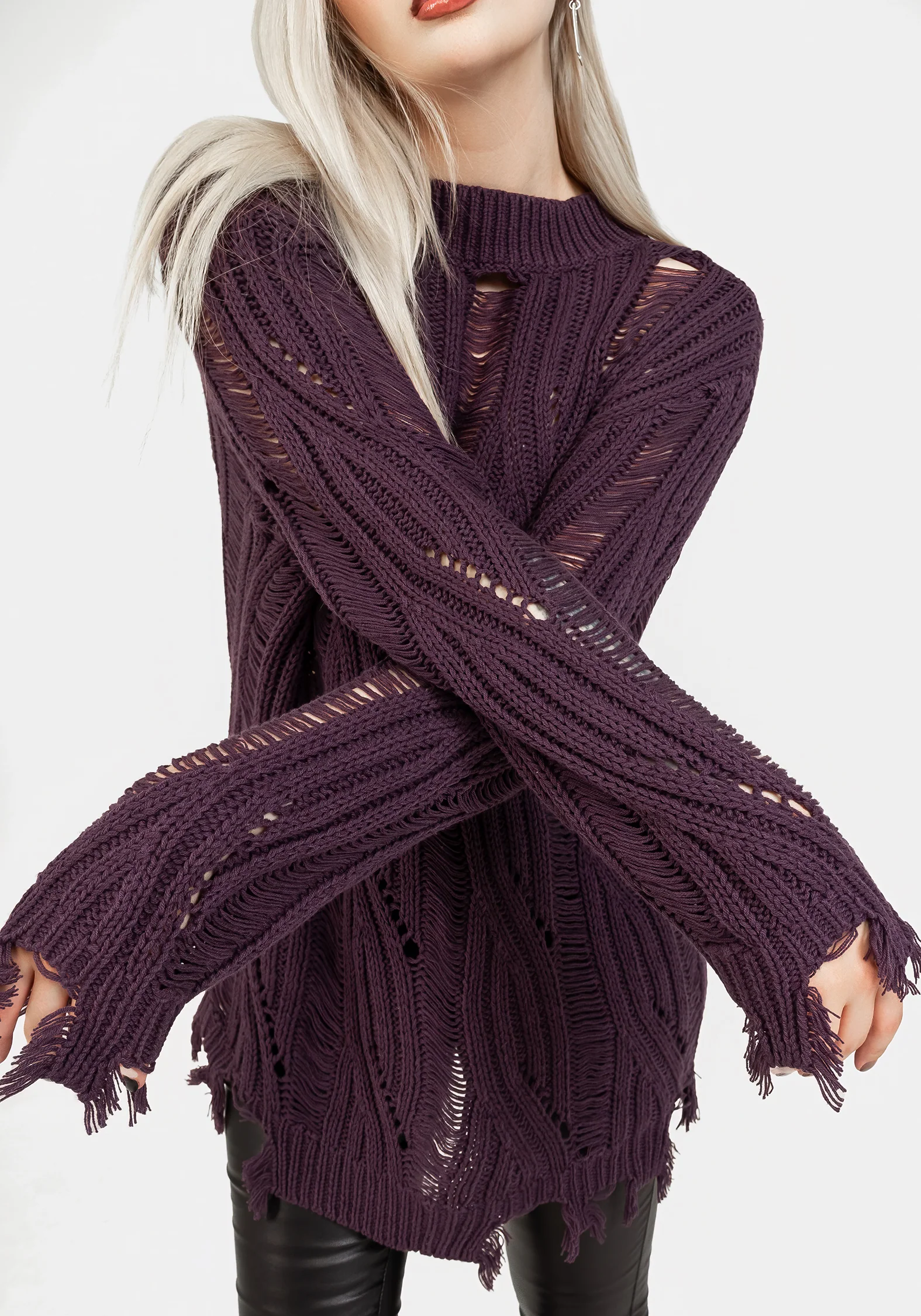 Dayglo Relaxed Knit Jumper In Lavender Mist - Image 10