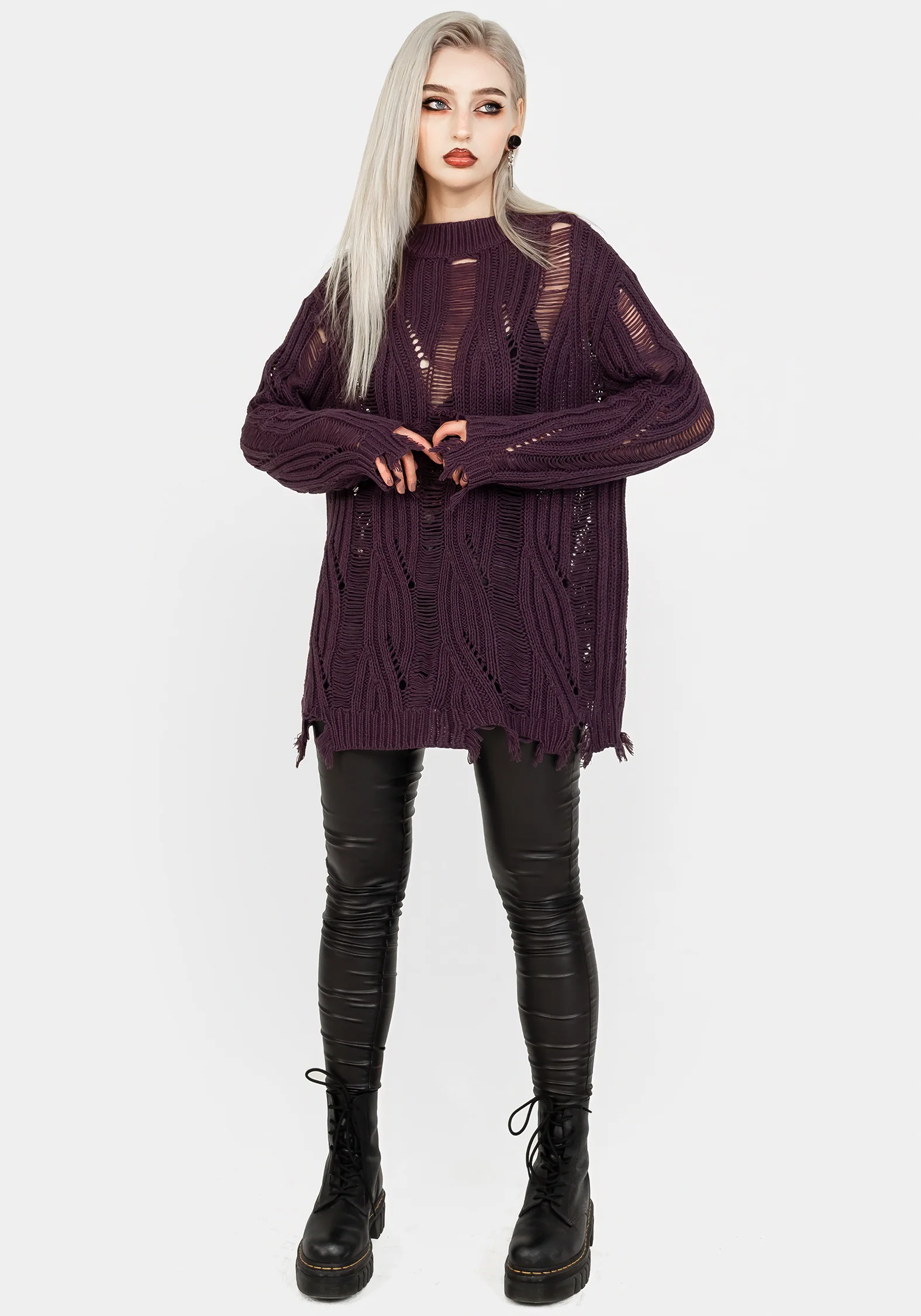 Dayglo Relaxed Knit Jumper In Lavender Mist - Image 8