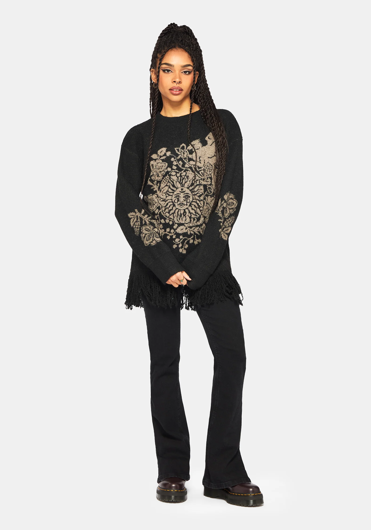 Dia Fringe Hem Jacquard Knit Jumper - Image 5