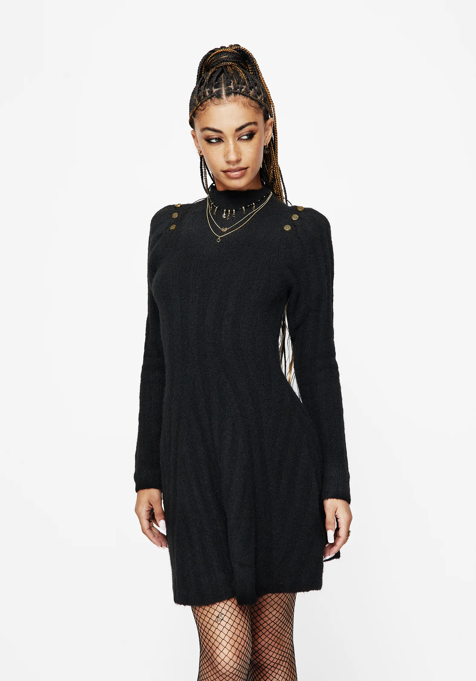 Dream Ribbed Skater Knit Dress - Image 4