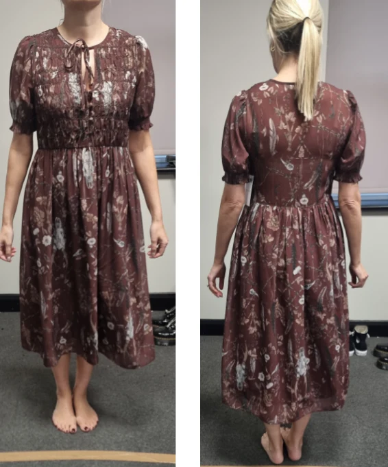 Dusha Garden Print Chiffon Shirred Button Down Midi Dress
