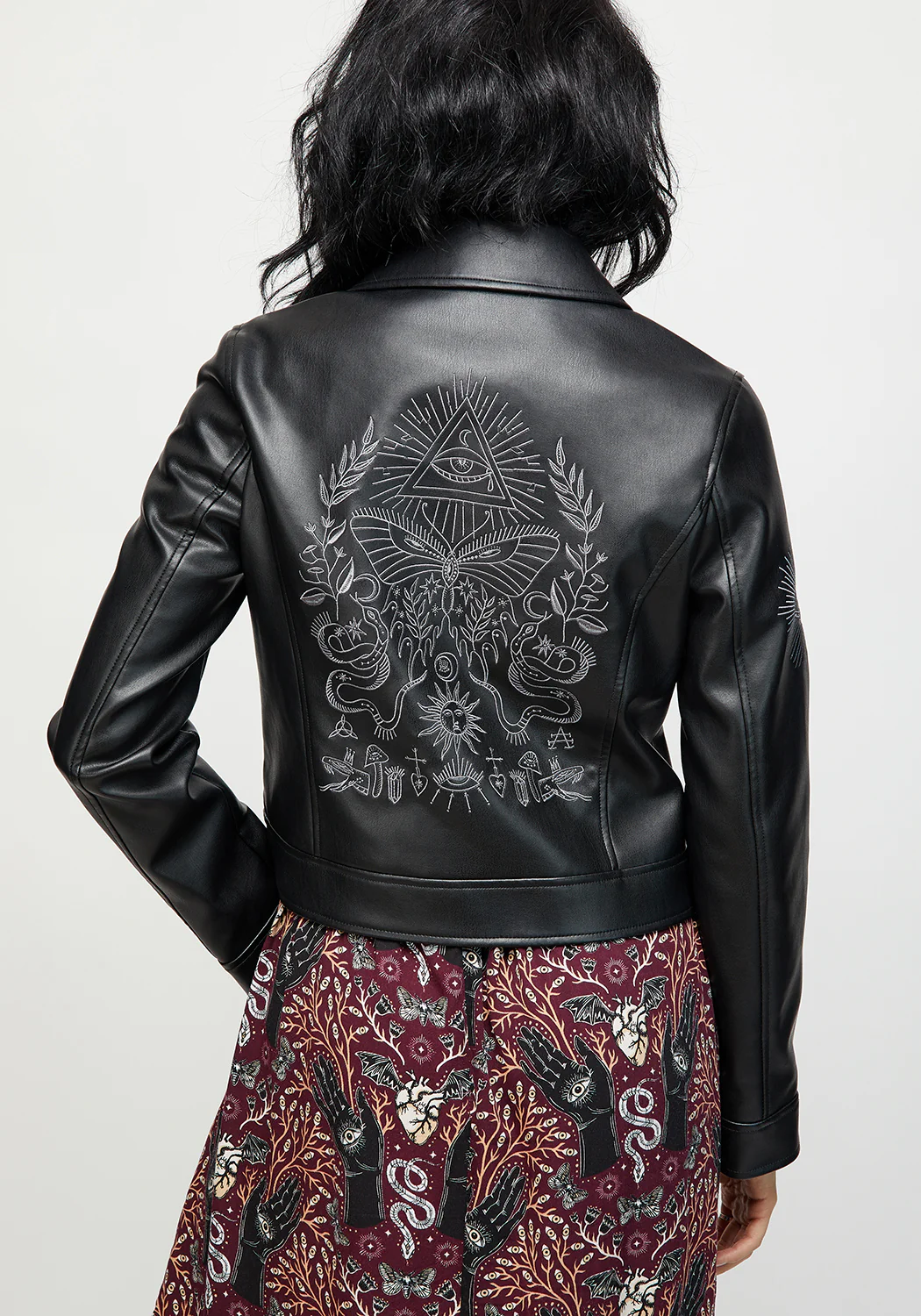 Elemental Embroidered Faux Leather Jacket - Image 4