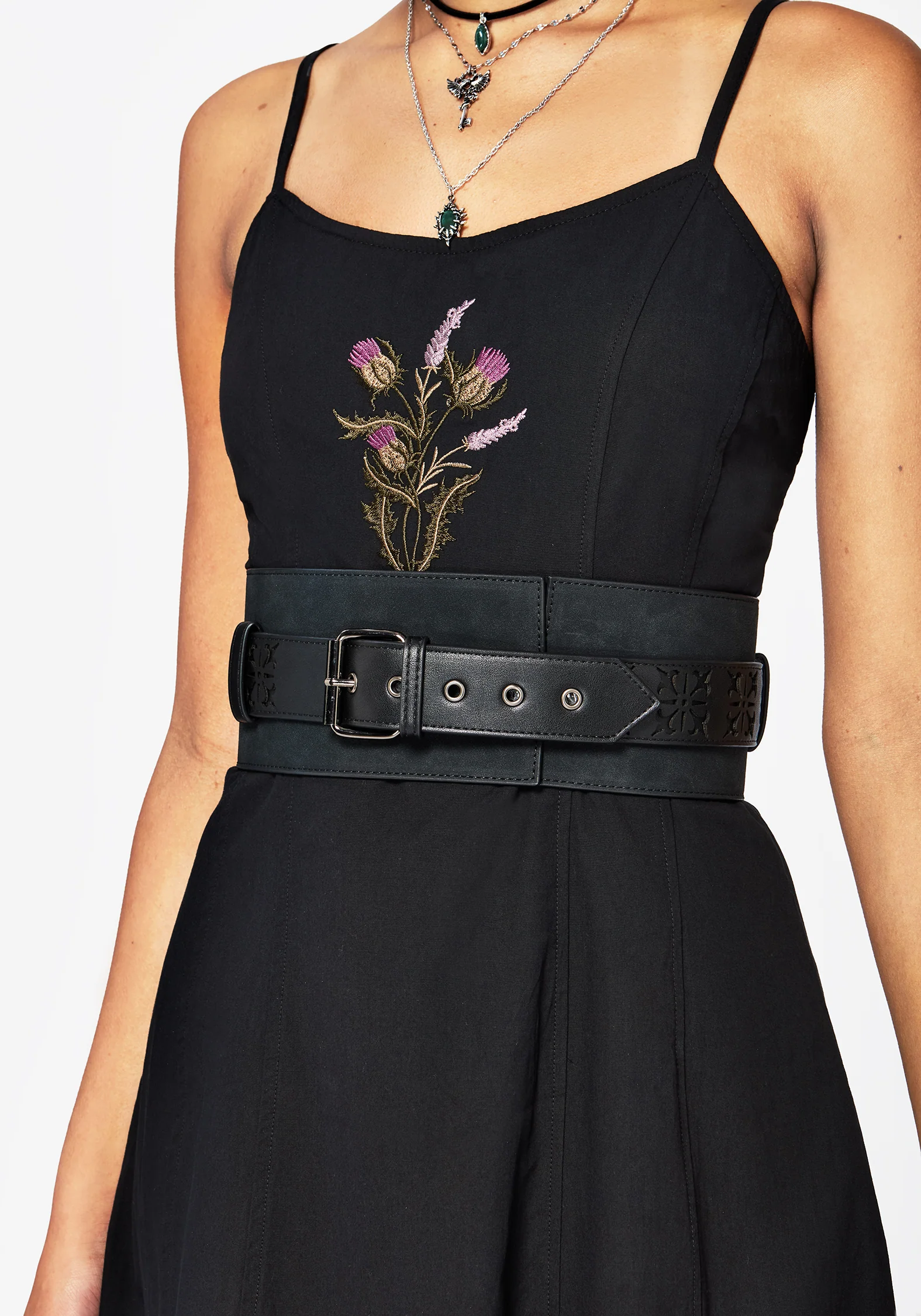 Eugenia Cross Cut Out Detail Faux Suede Waist Belt - Image 6