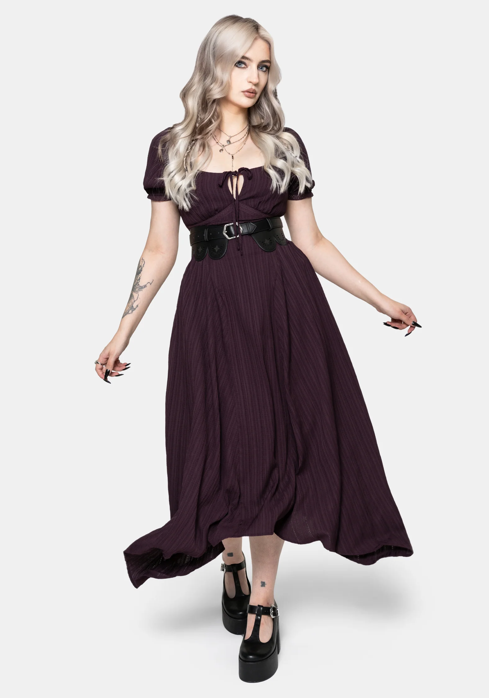 Fenella Keyhole Midi Dress - Plum