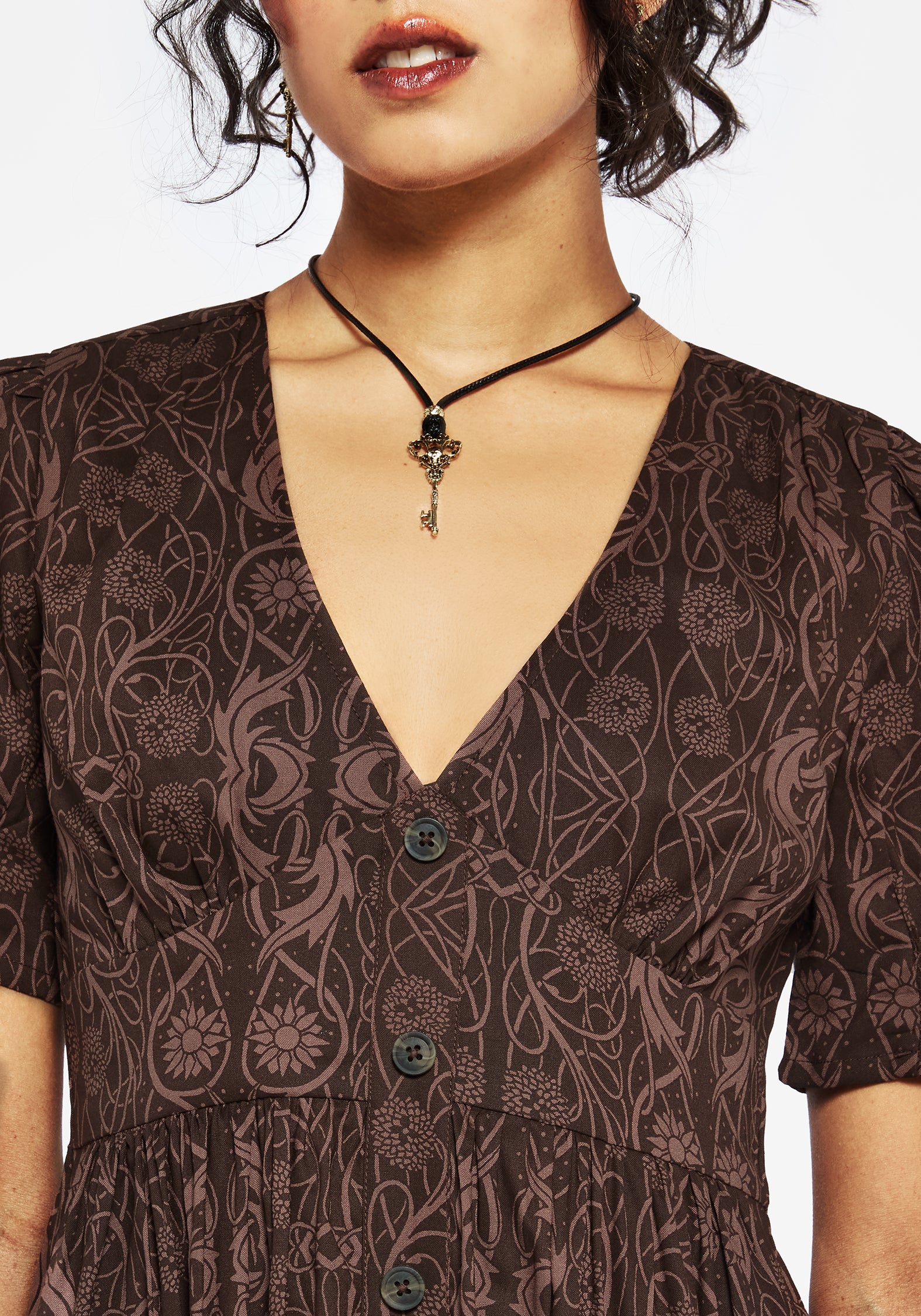 Fianna Midi Dress - Brown - Image 2