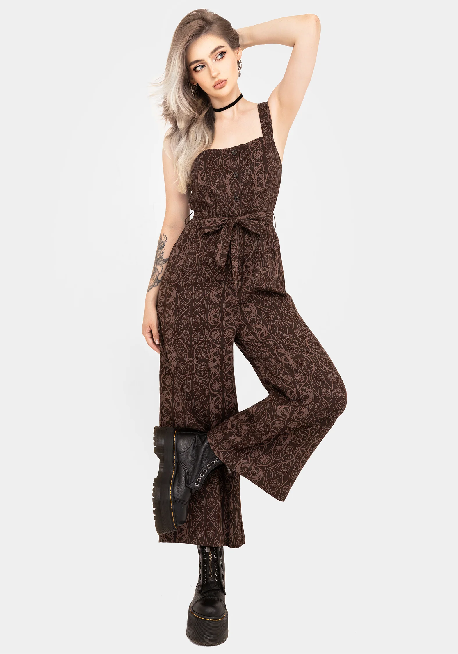 Fianna Wide Leg Jumpsuit - Brown - Image 7