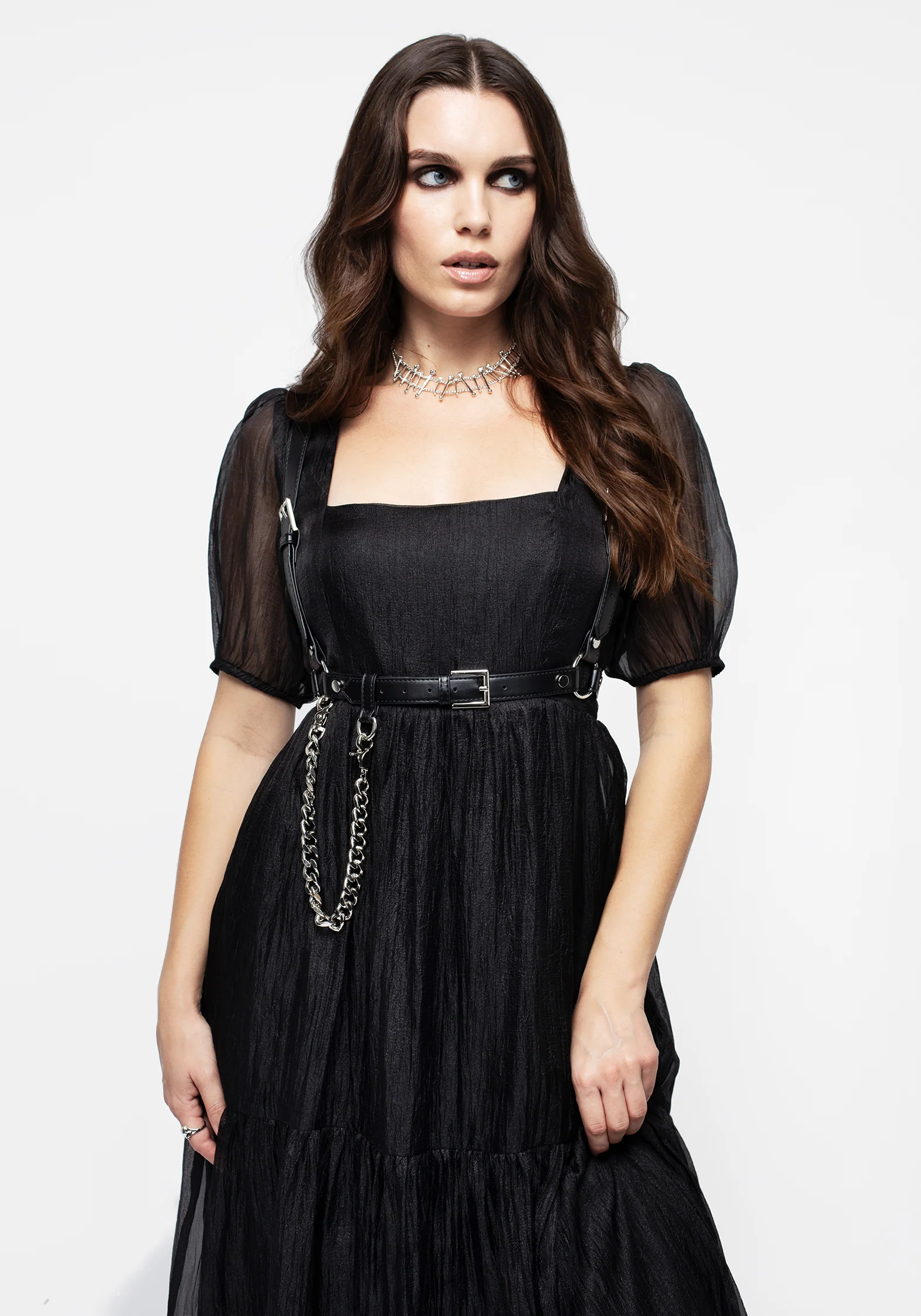 Flatline Puff Sleeve Tiered Midi Dress - Image 7