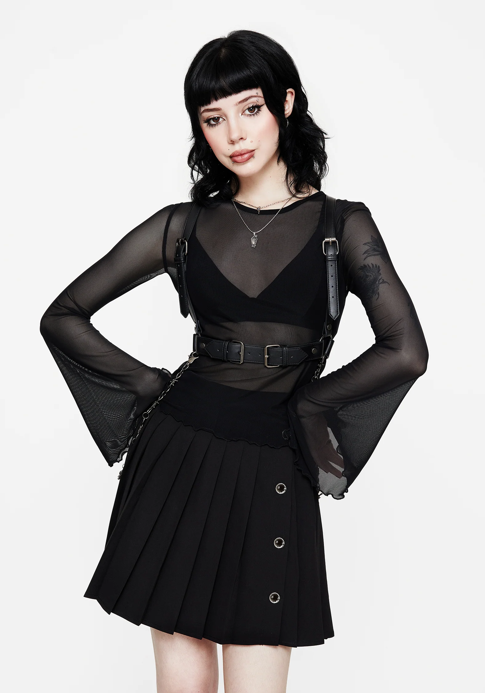 Flavia Mesh Fluted Long Sleeve Top - Image 7