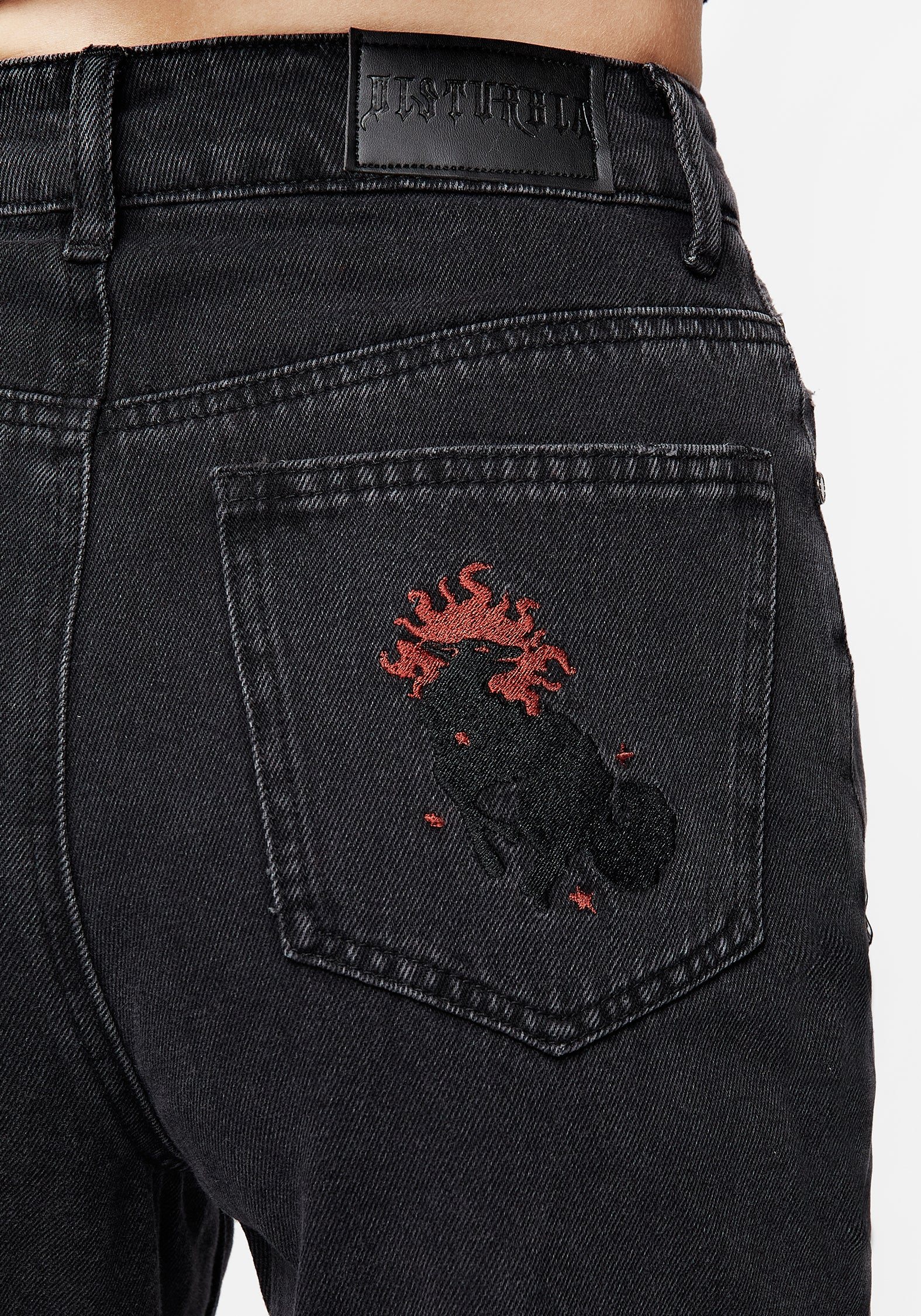 Foxfire Embroidered Distressed Mom Jeans - Image 7