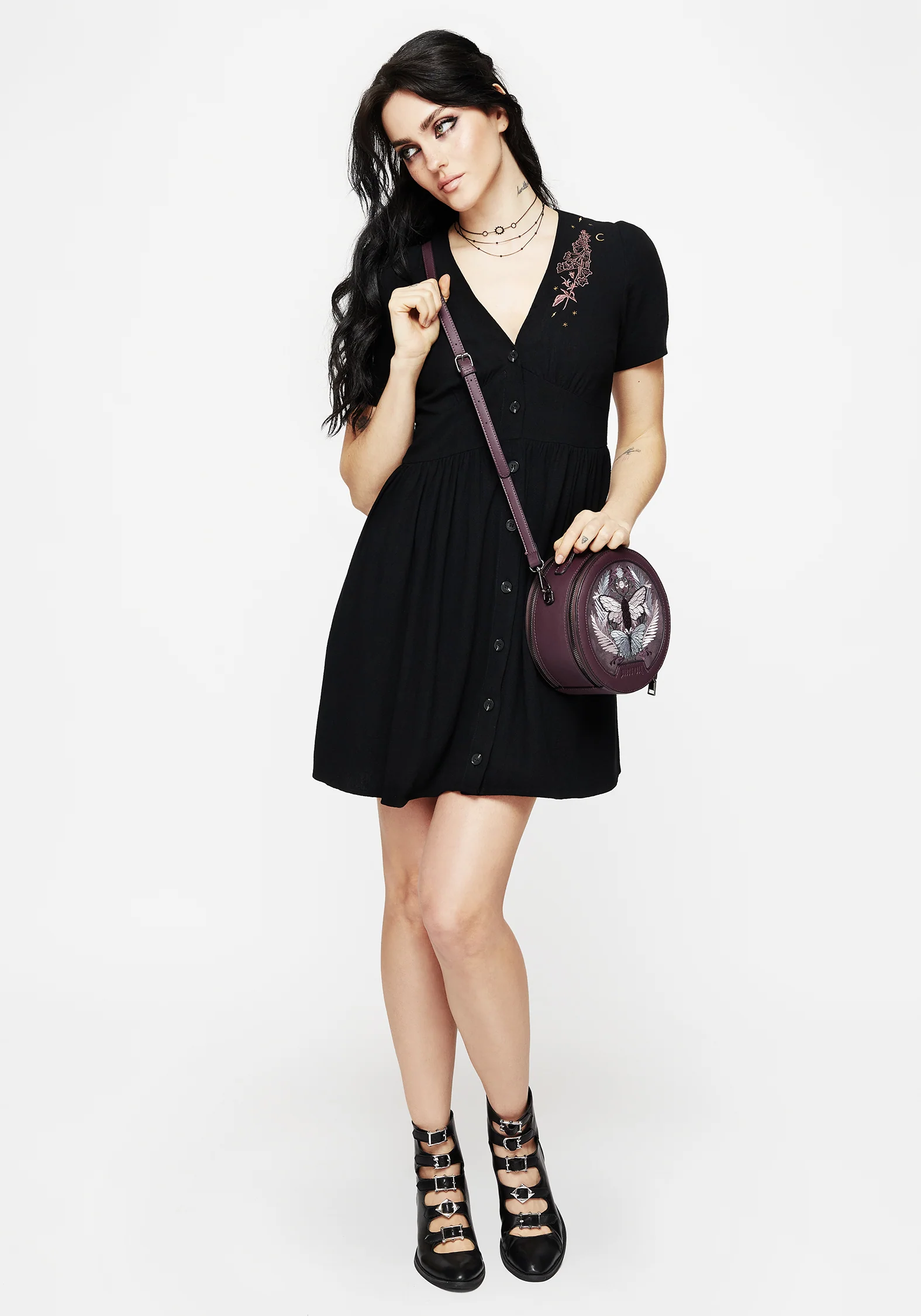 Foxglove V Neck Mini Dress - Image 4