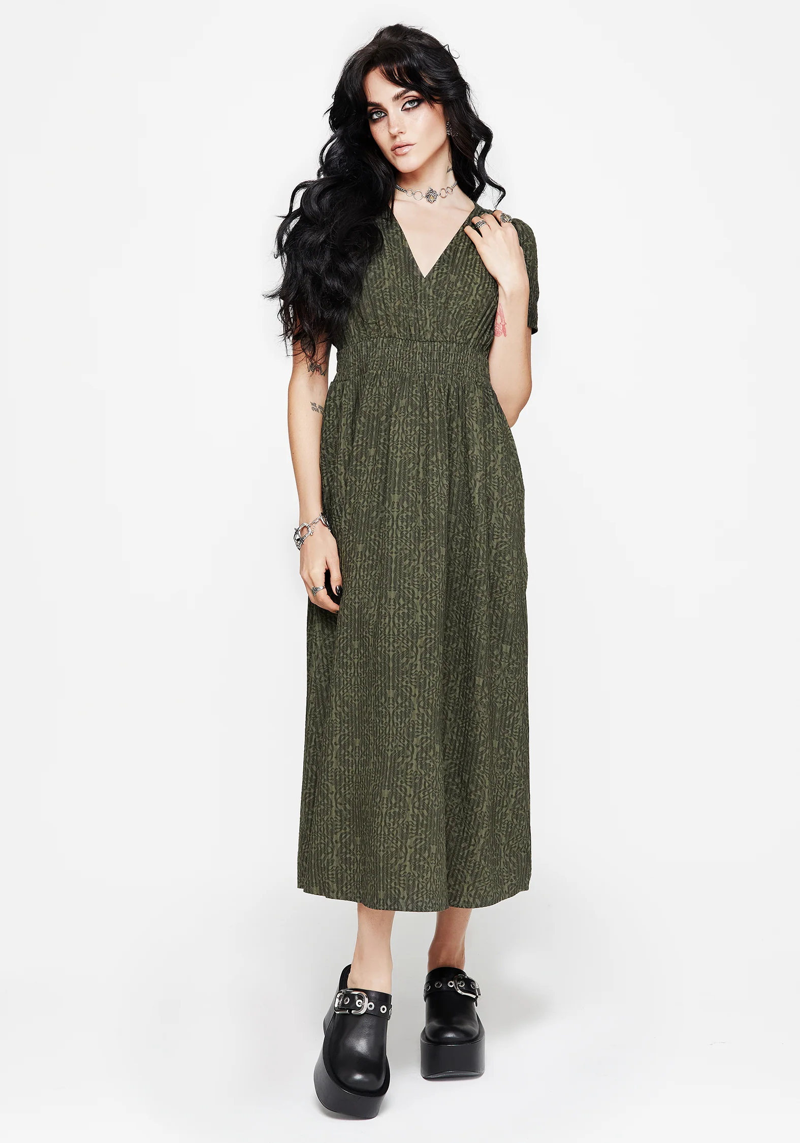 Francesca Dragon Printed Wrap Over Midaxi Dress - Image 4