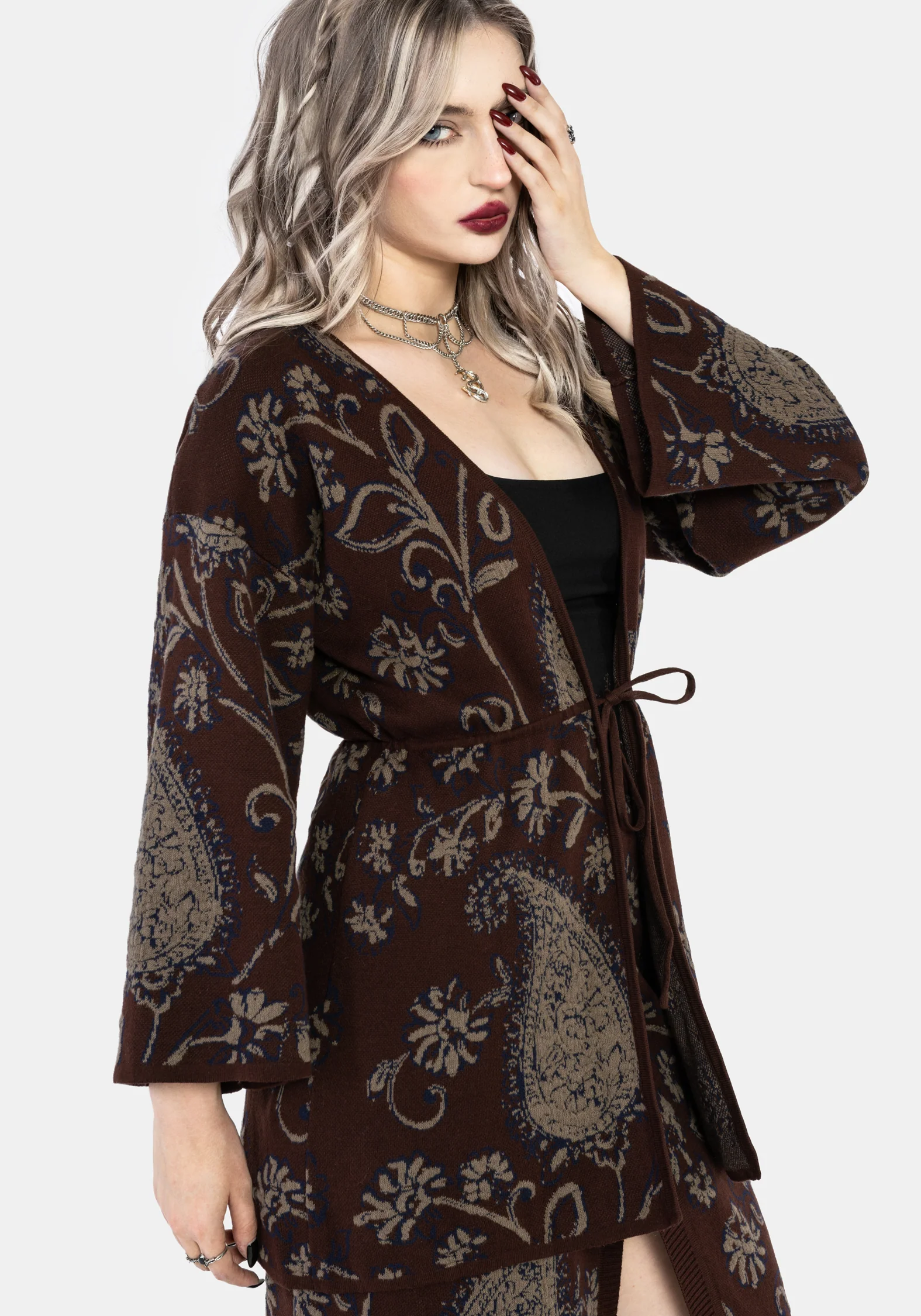 Gillian Cotton Paisley Knit Kimono - Image 6