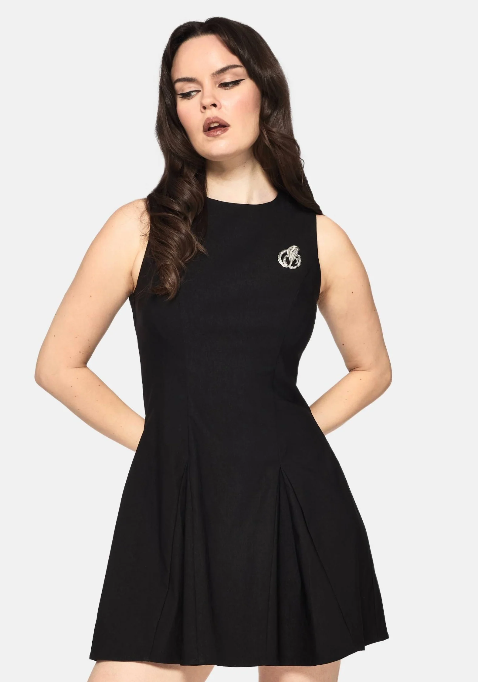 Glasmere Godet Snake Brooch Mini Dress - Image 5