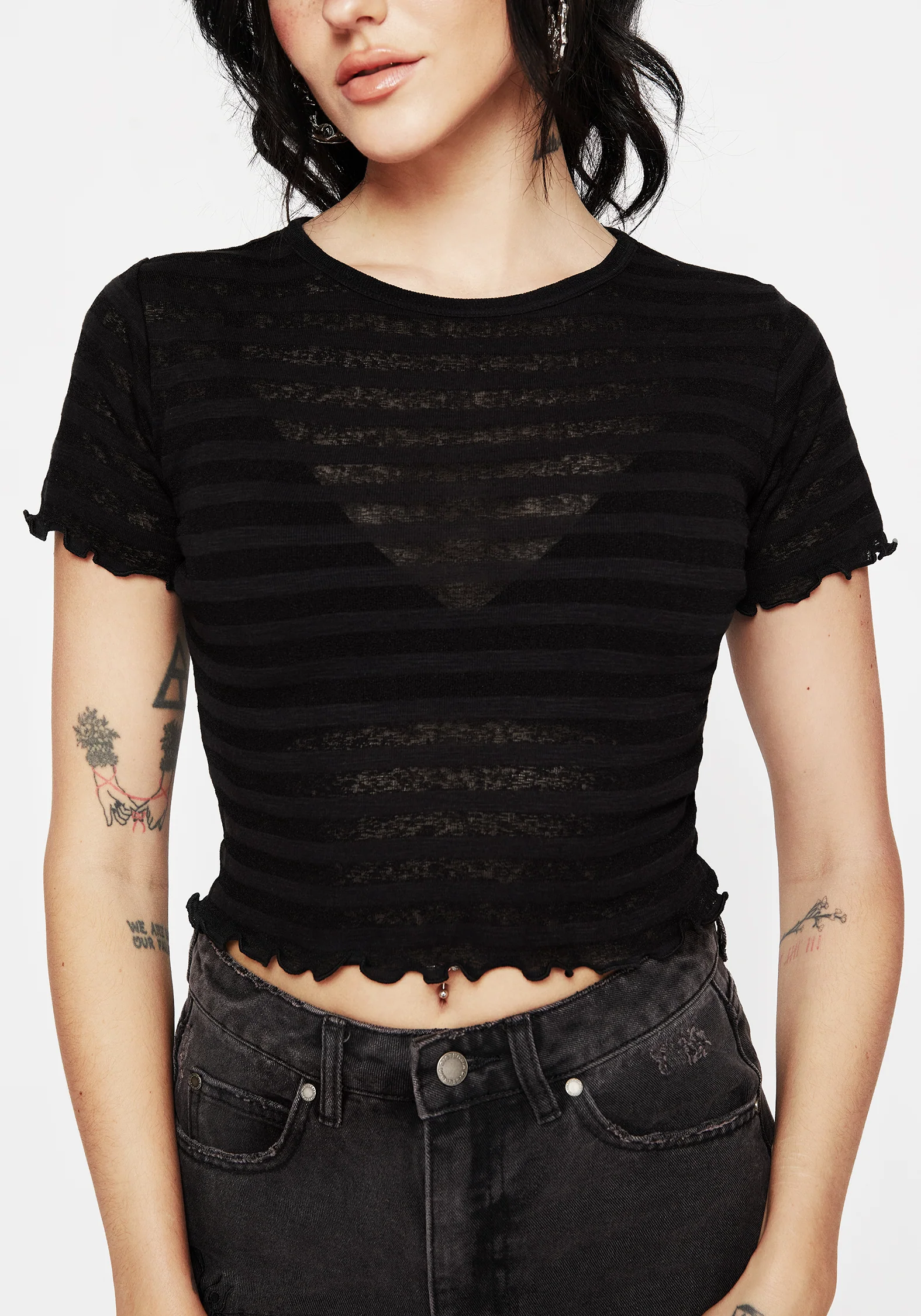Gomez Lettuce Hem Jersey Crop Tee - Image 6