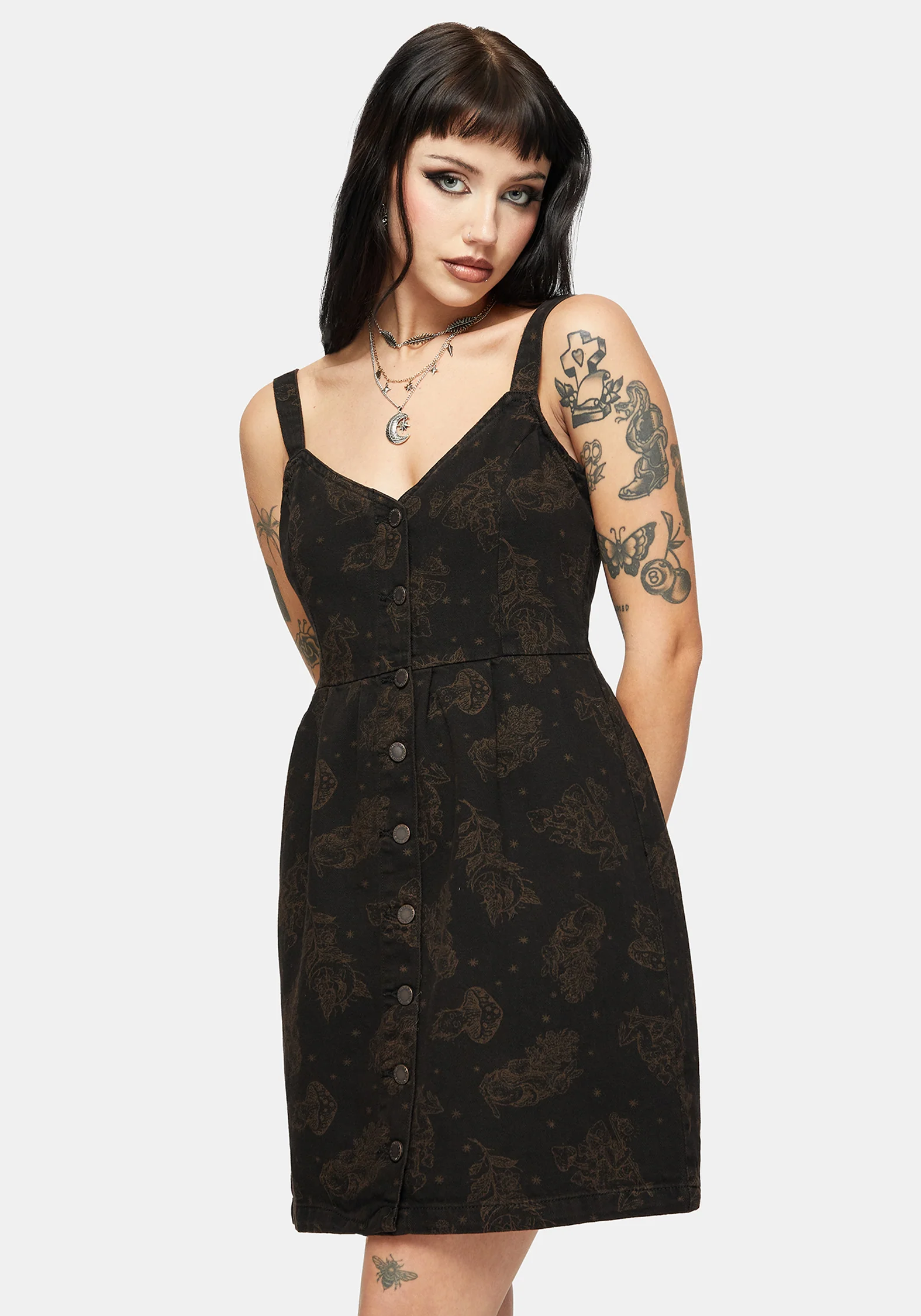 Hexborn Baba Yaga Printed Denim Mini Dress - Image 4
