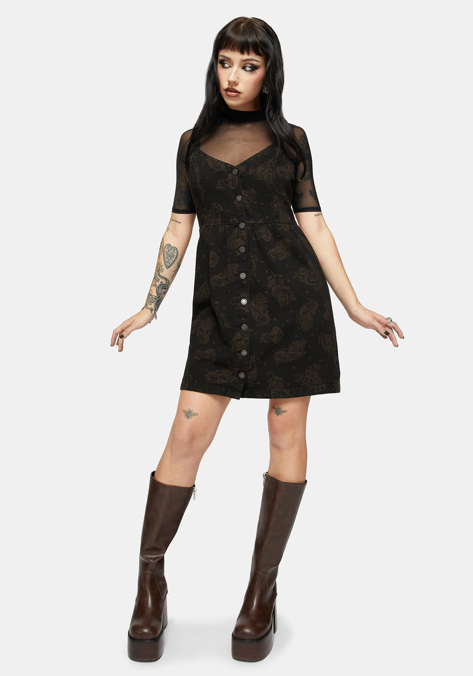 Hexborn Baba Yaga Printed Denim Mini Dress - Image 5