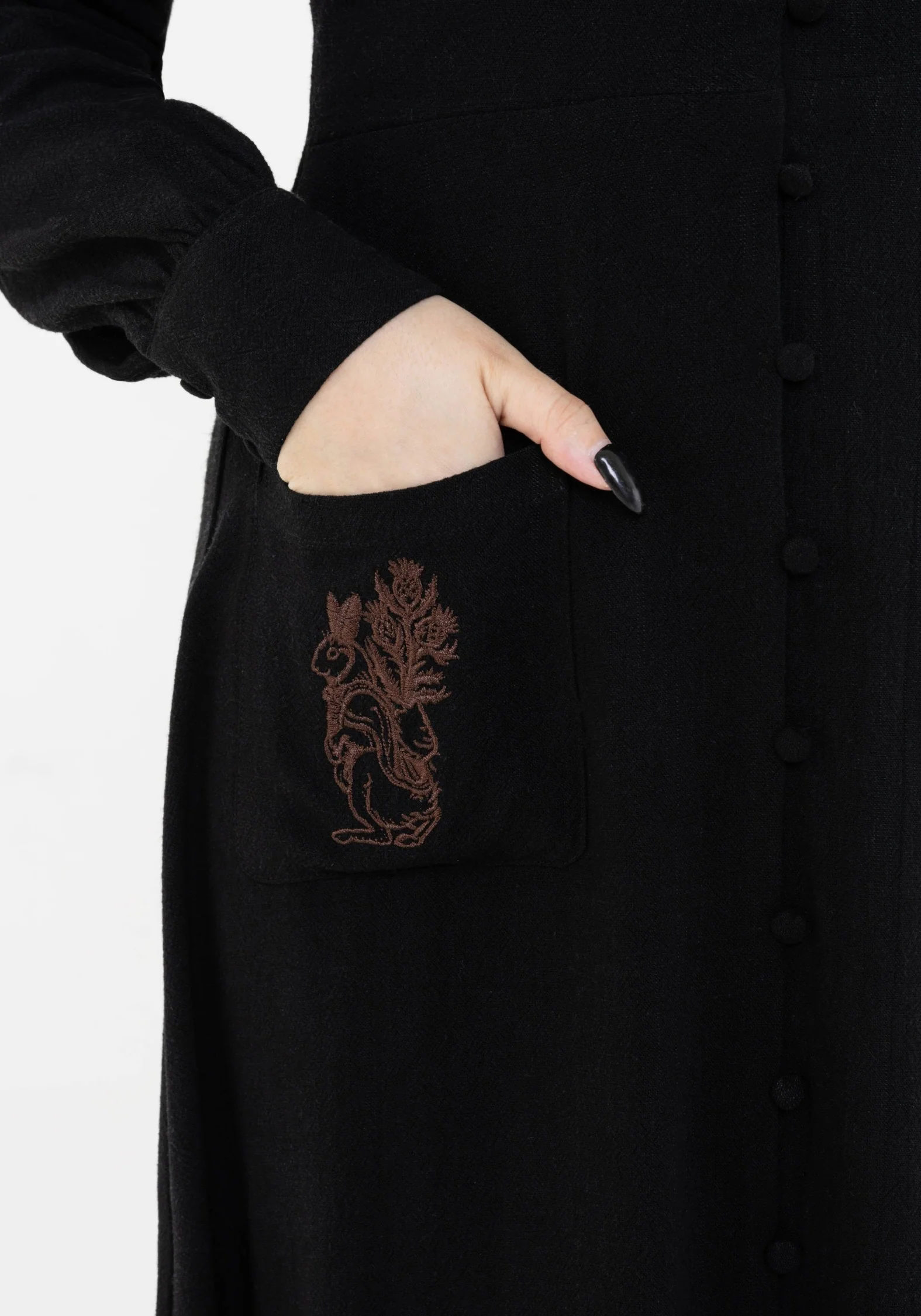 Hexborn Linen-Blend Baba Yaga Embroidered Midi Dress - Image 8