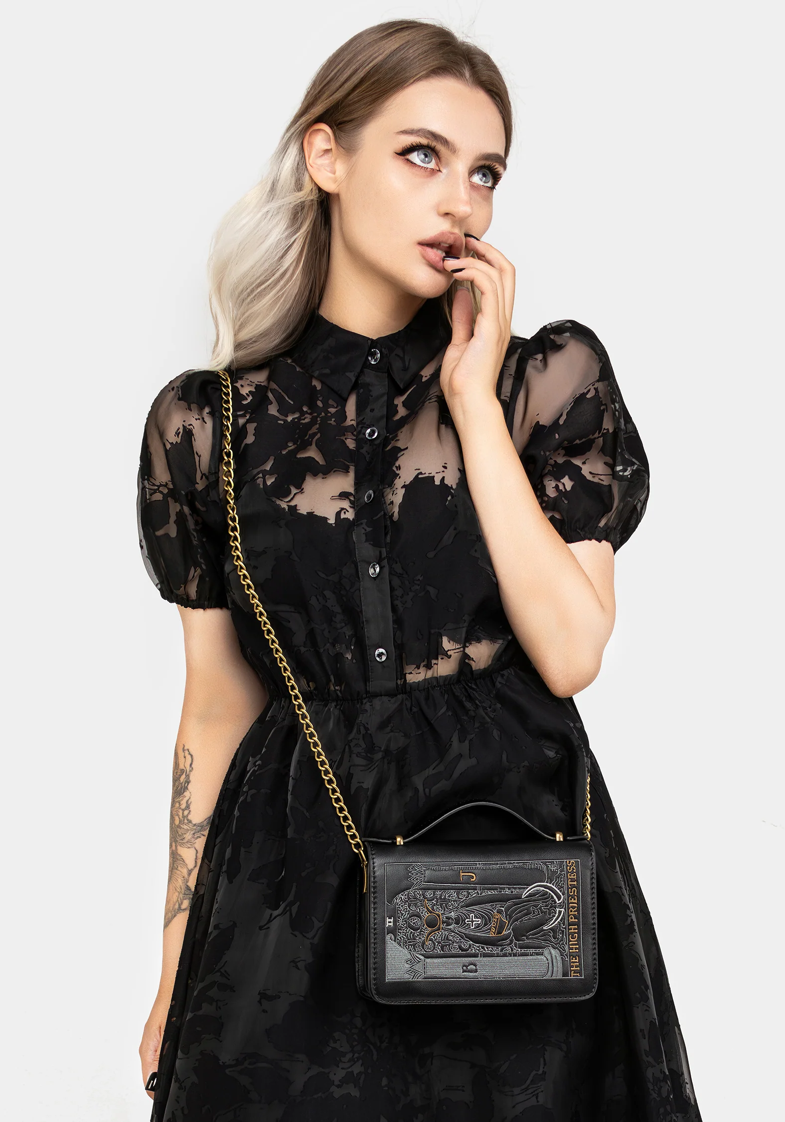 High Priestess Embroidered Crossbody Clutch Bag - Image 10