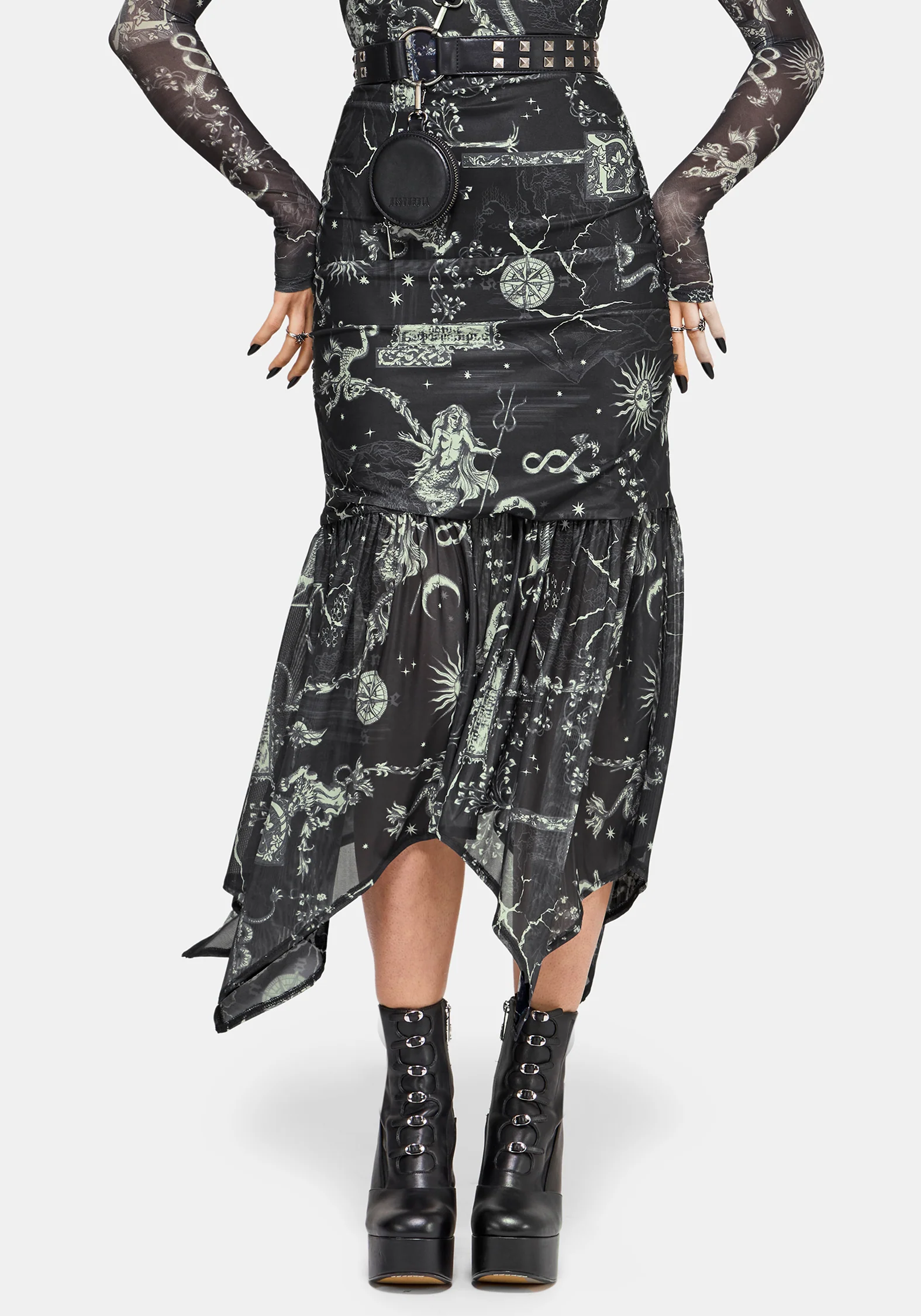 Isolde Medieval Map Mesh Midaxi Dress - Image 2