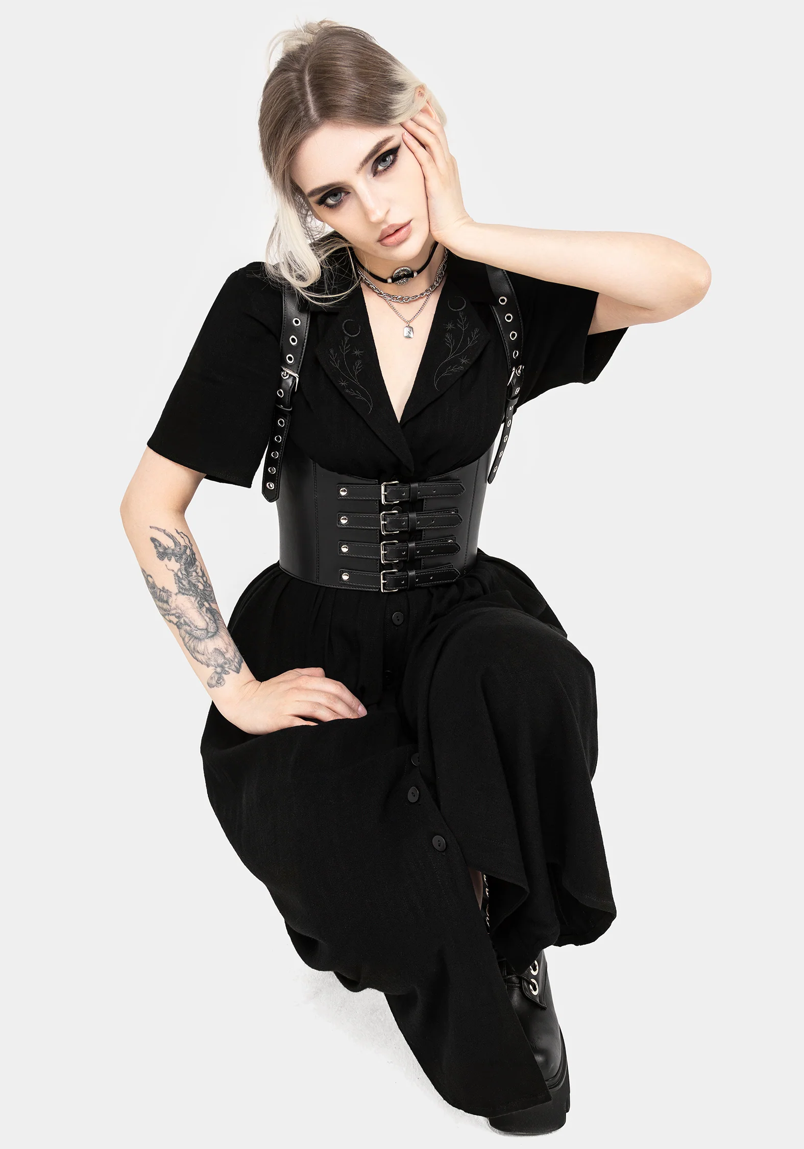 Jasmine Embroidered Midi Shirt Dress - Image 7
