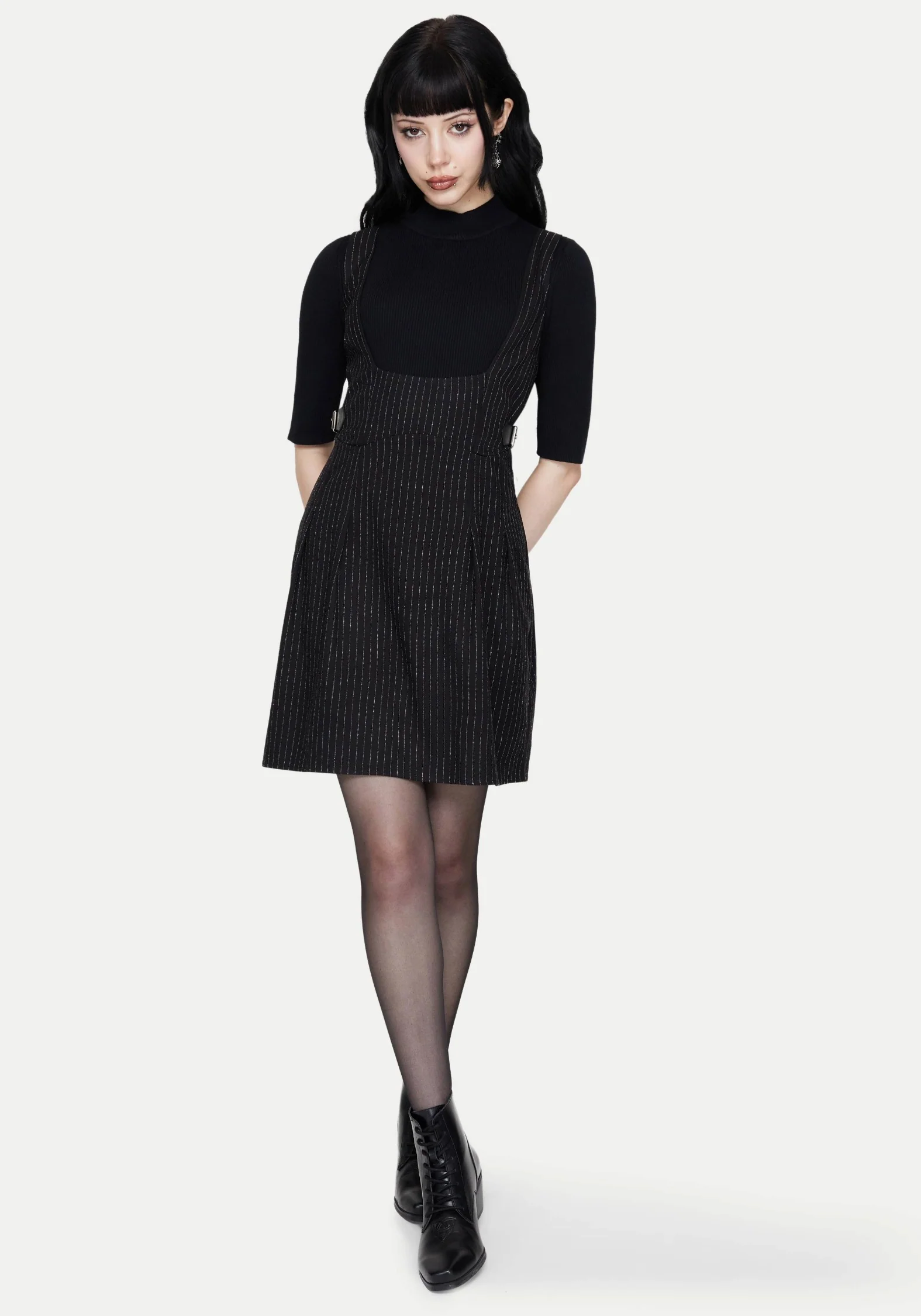 Katya Striped Mini Pinafore Dress - Image 5